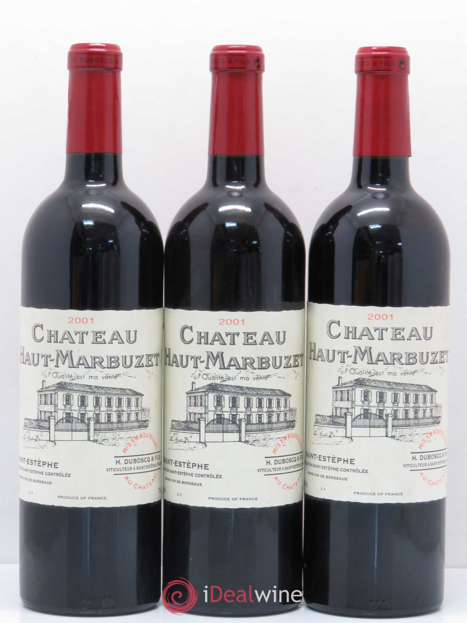 Château Haut Marbuzet 2001 - Lot de 3 bouteilles - 0