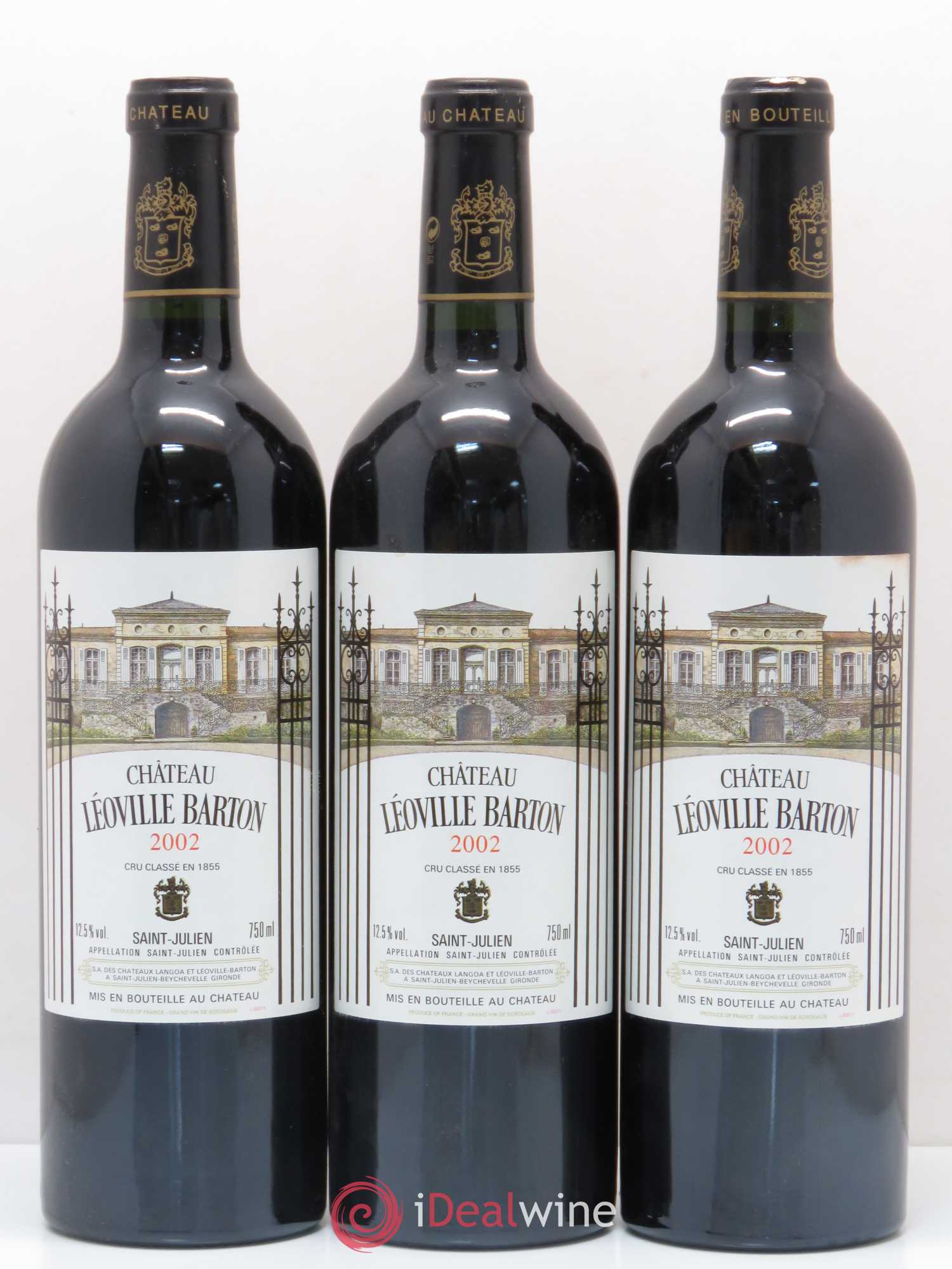 Château Léoville Barton 2ème Grand Cru Classé 2002 - Lot de 3 bouteilles - 0