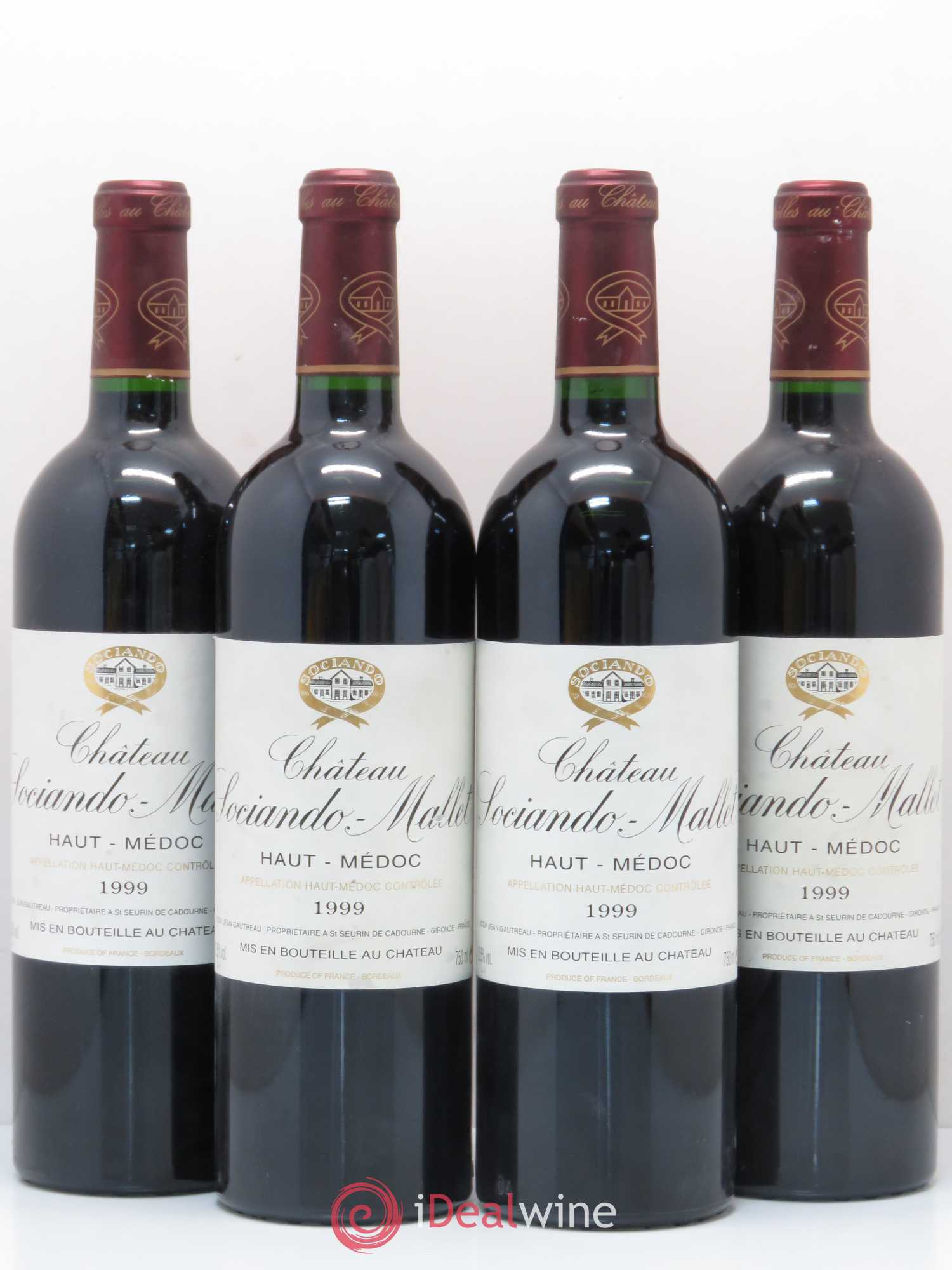 Château Sociando Mallet 1999 - Lot de 4 bouteilles - 0