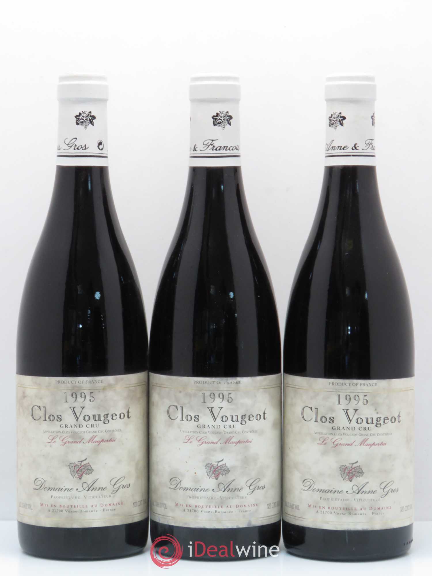 Clos de Vougeot Grand Cru Le Grand Maupertui Anne Gros 1995 - Lot de 3 bouteilles - 0