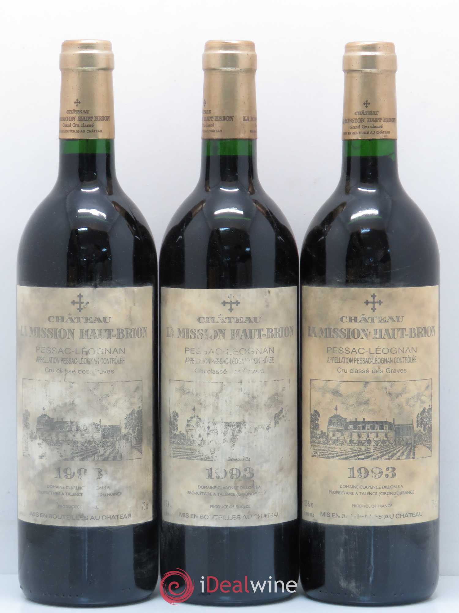 Château la Mission Haut-Brion Cru Classé de Graves 1993 - Lot de 3 bouteilles - 0