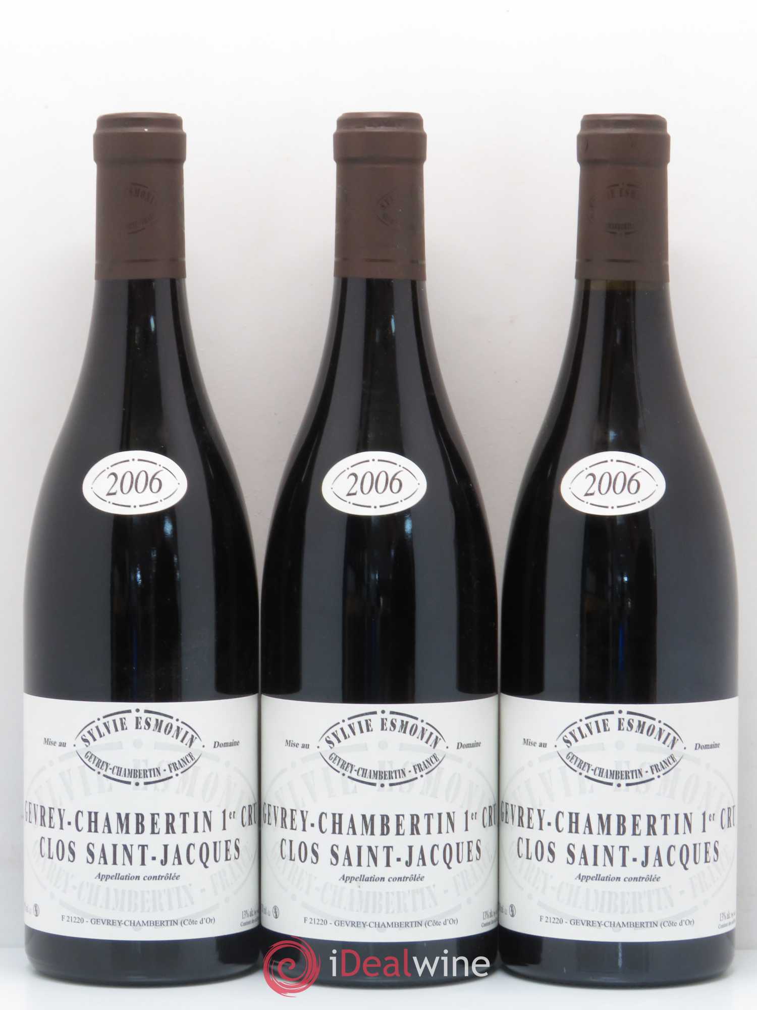 Gevrey-Chambertin 1er Cru Clos Saint Jacques Sylvie Esmonin 2006 - Lot de 3 bouteilles - 0