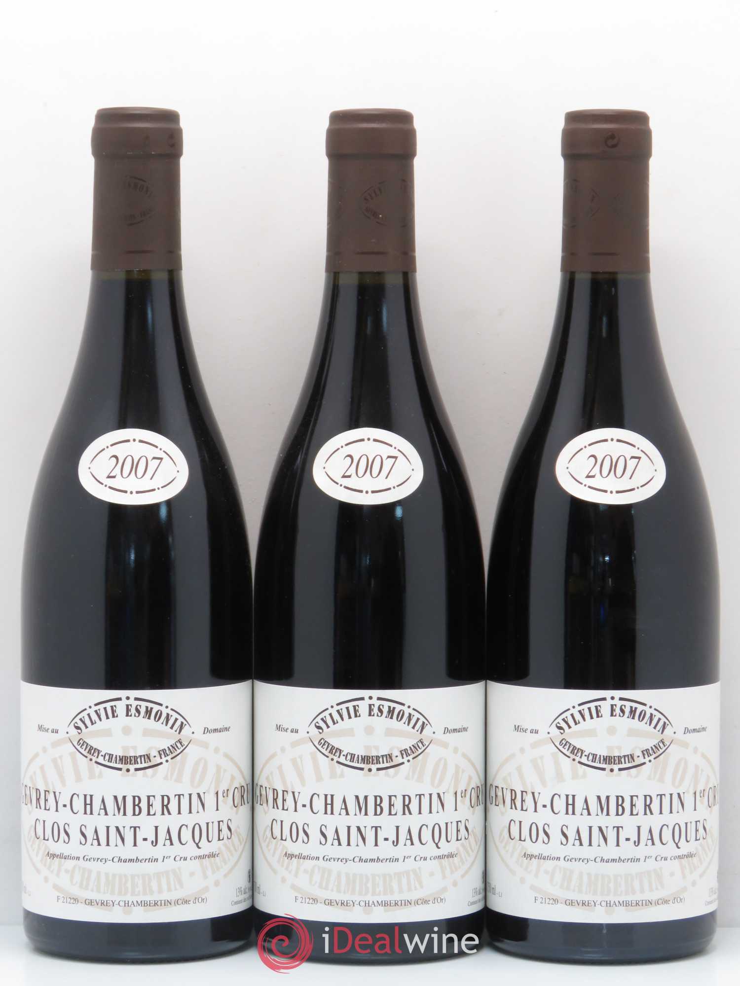 Gevrey-Chambertin 1er Cru Clos Saint Jacques Sylvie Esmonin 2007 - Lot de 3 bouteilles - 0
