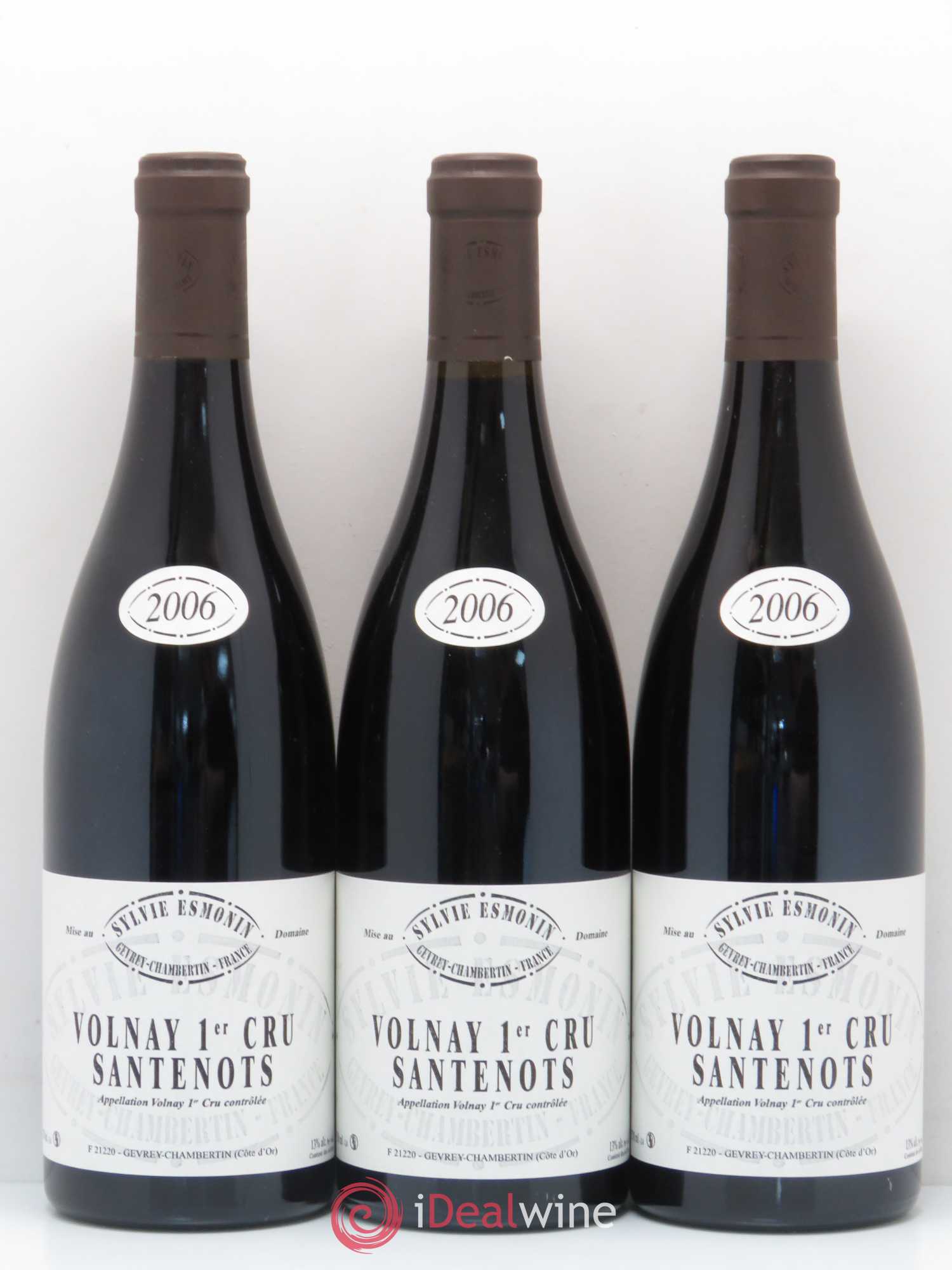 Volnay 1er Cru Santenots Sylvie Esmonin 2006 - Lot de 3 bouteilles - 0