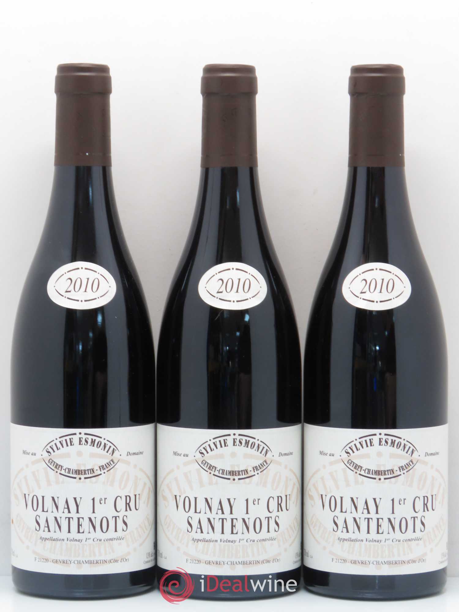 Volnay 1er Cru Santenots Sylvie Esmonin 2010 - Lotto di 3 bottiglie - 0