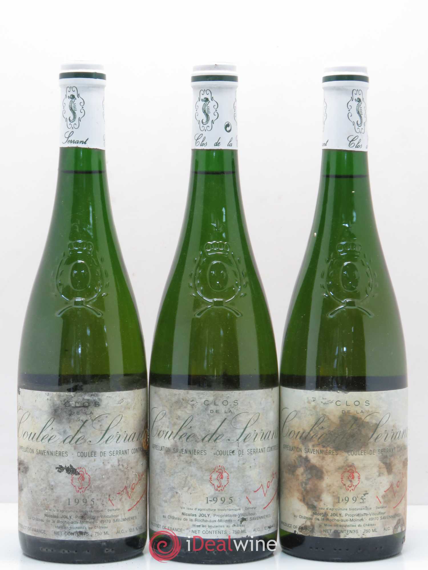 Savennières Clos de la Coulée de Serrant Vignobles de la Coulée de Serrant - Nicolas Joly 1995 - Lot de 3 bouteilles - 0