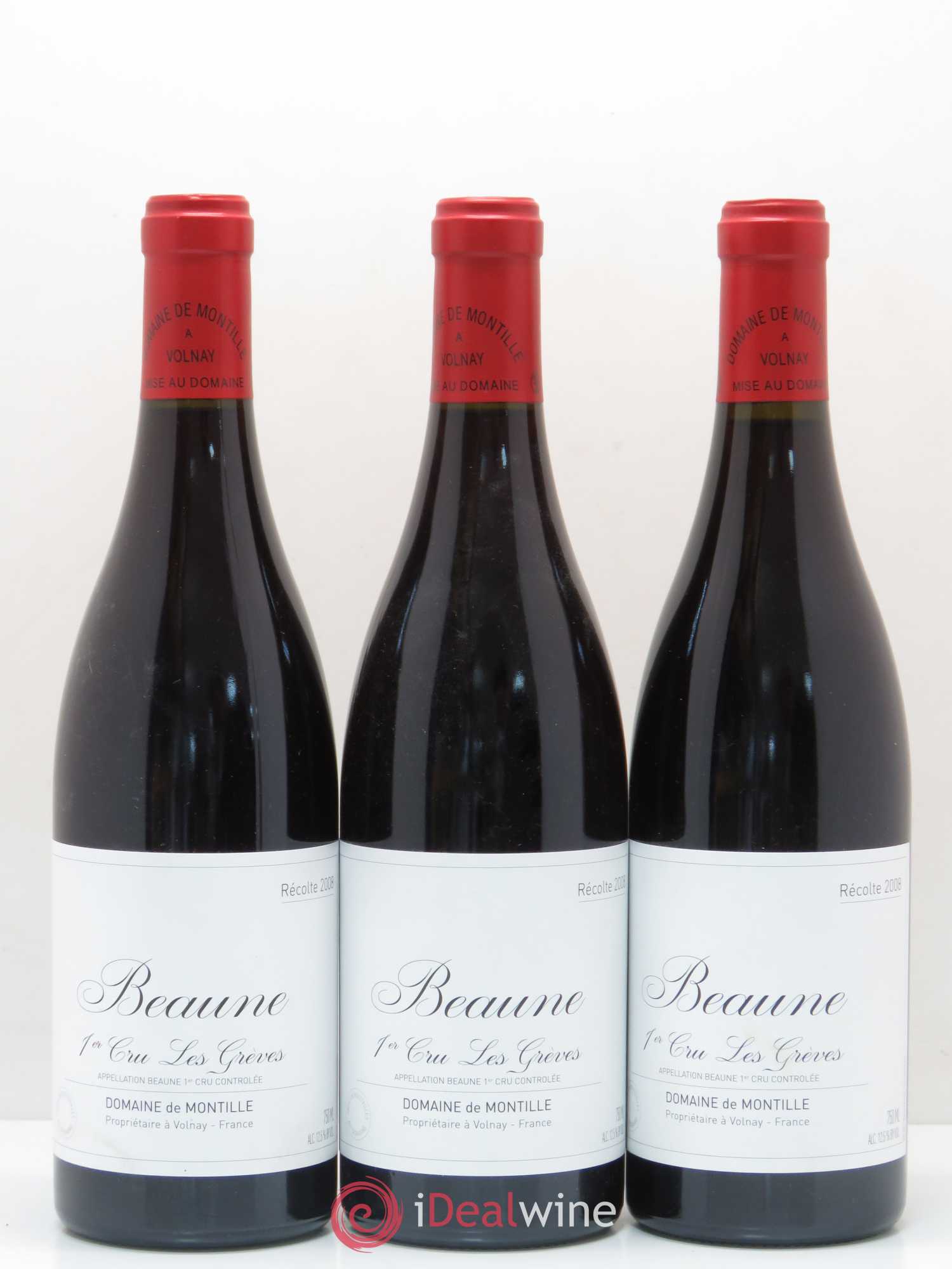 Beaune 1er Cru Les Grèves De Montille (Domaine) 2008 - Lot de 3 bouteilles - 0
