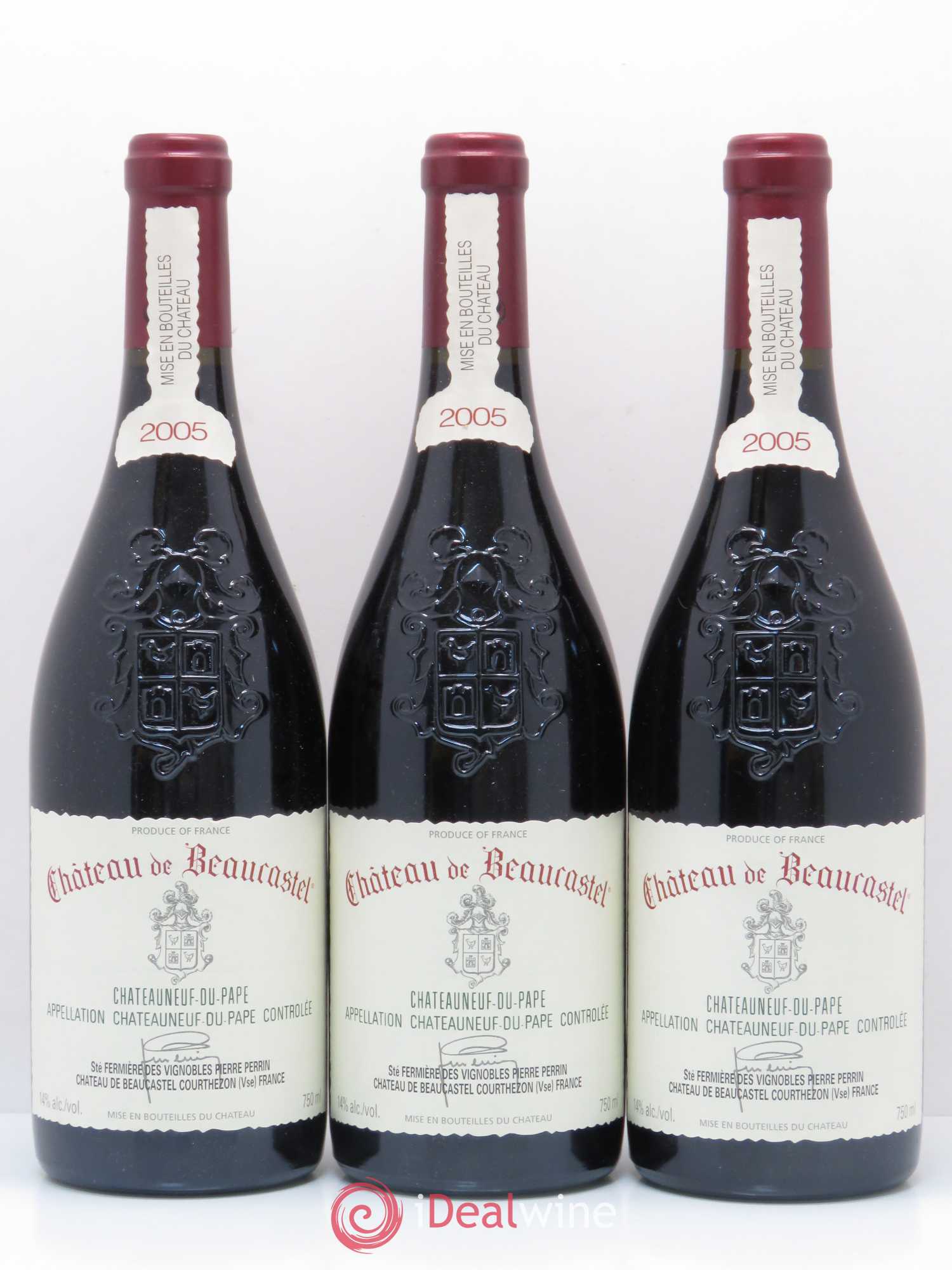 Châteauneuf-du-Pape Château de Beaucastel Pierre Perrin 2005 - Posten von 3 Flaschen - 0