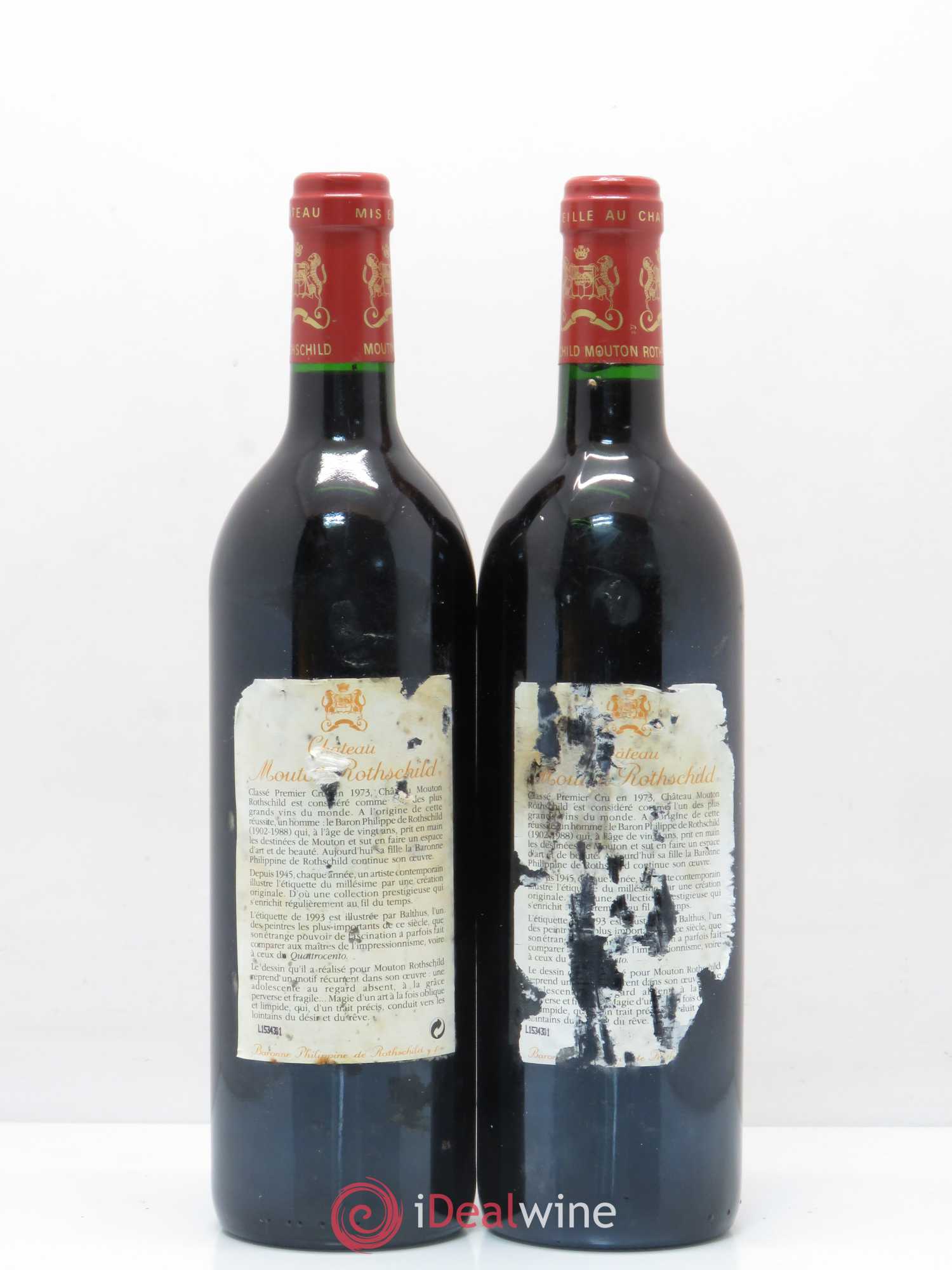 Château Mouton Rothschild 1er Grand Cru Classé 1993 - Lot de 2 bouteilles - 1