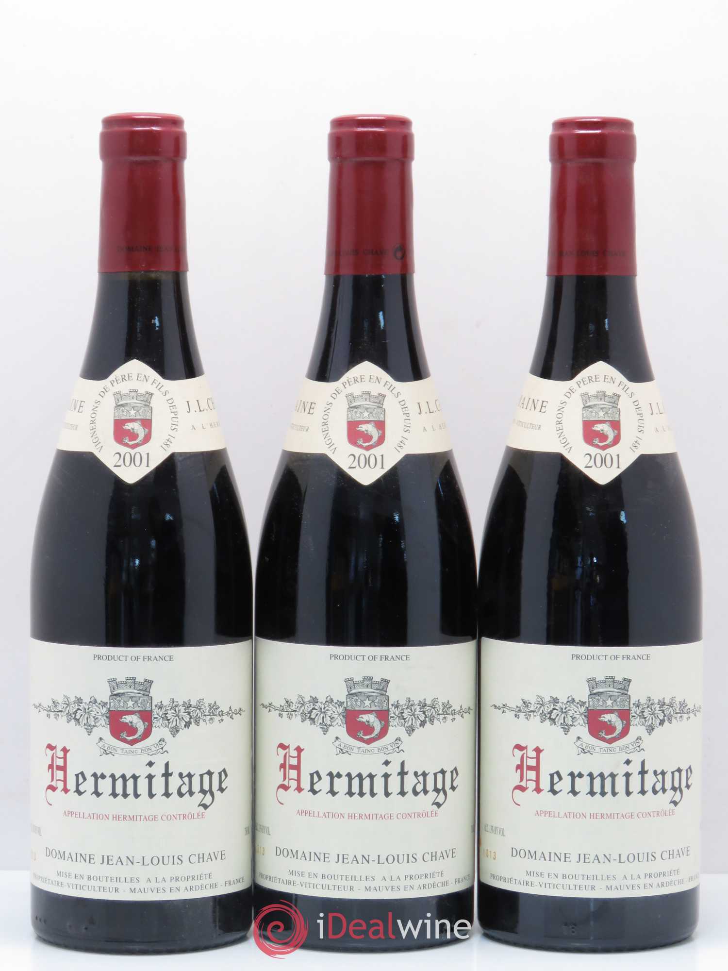 Hermitage Jean-Louis Chave 2001 - Lot de 3 bouteilles - 0