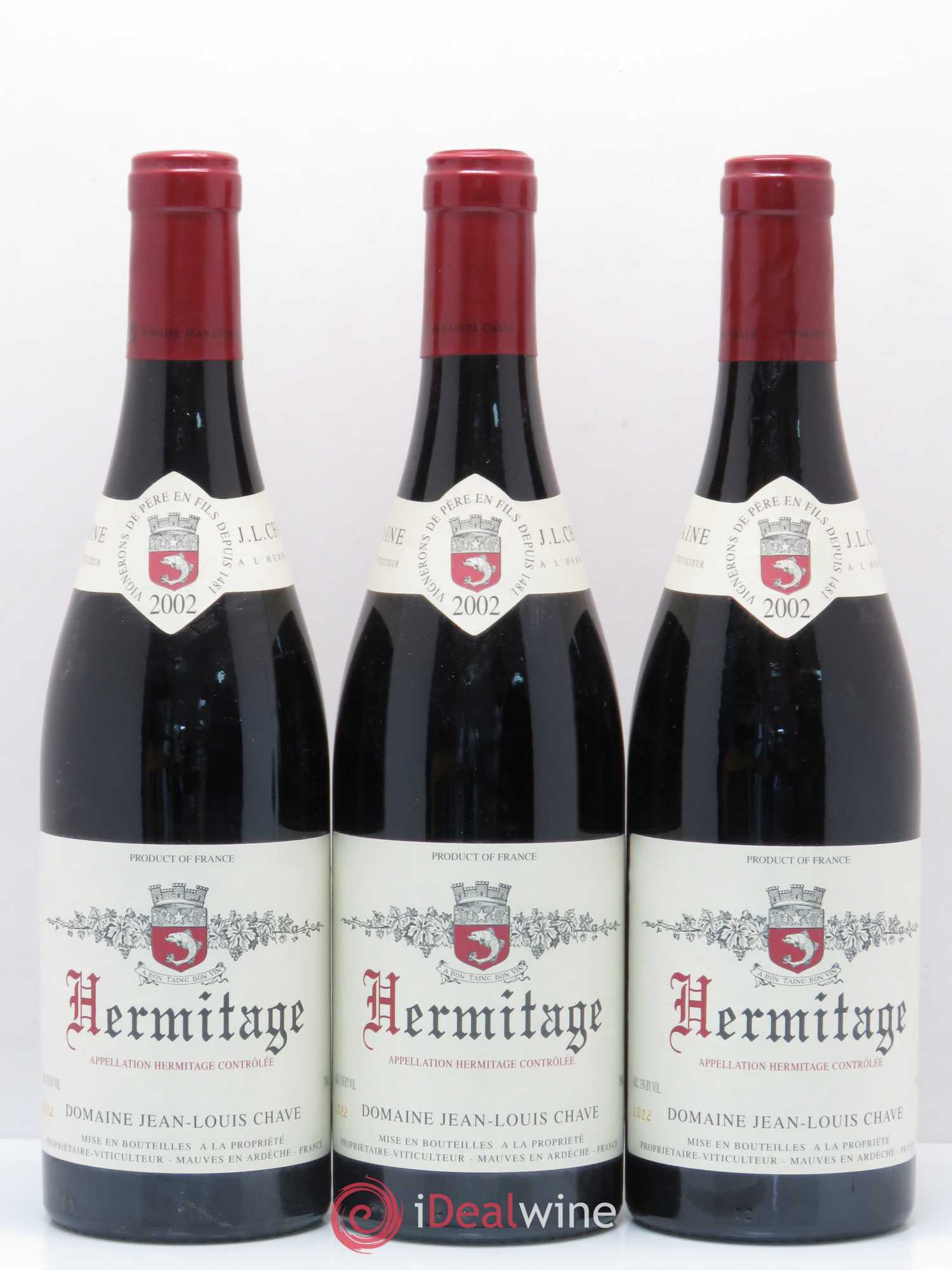 Hermitage Jean-Louis Chave 2002 - Lot de 3 bouteilles - 0