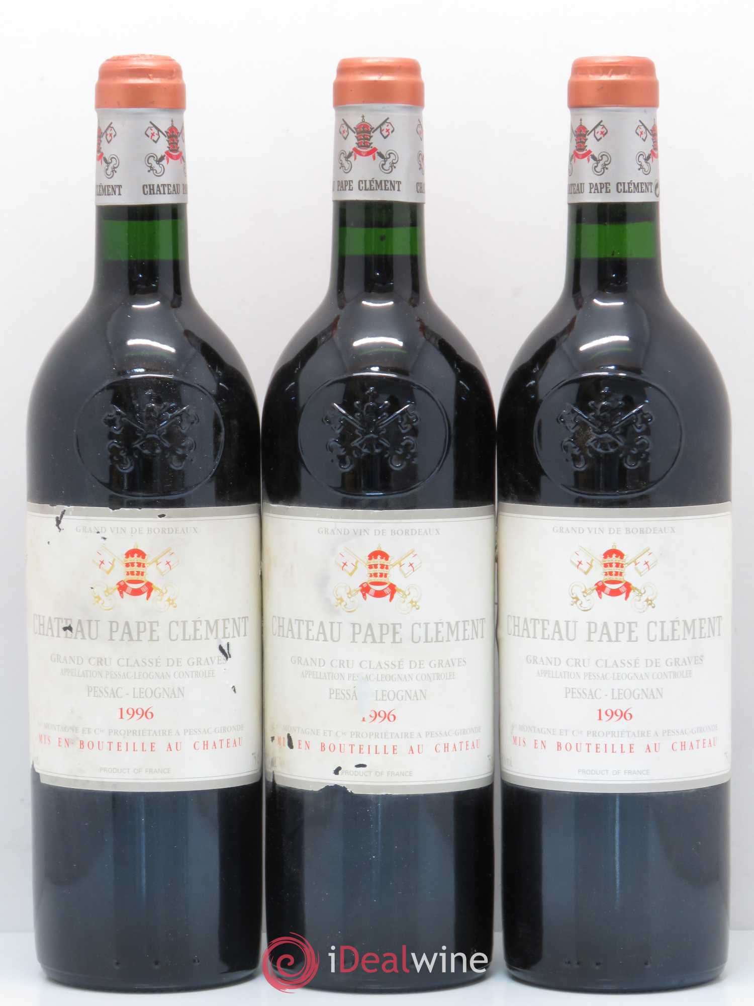 Château Pape Clément Cru Classé de Graves 1996 - Lot de 3 bouteilles - 0