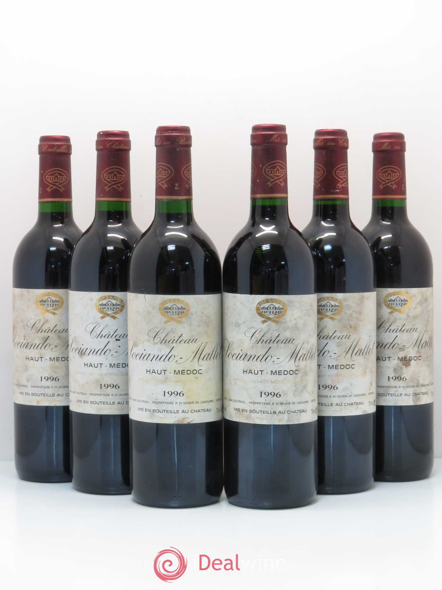 Château Sociando Mallet 1996 - Lot de 6 bouteilles - 0