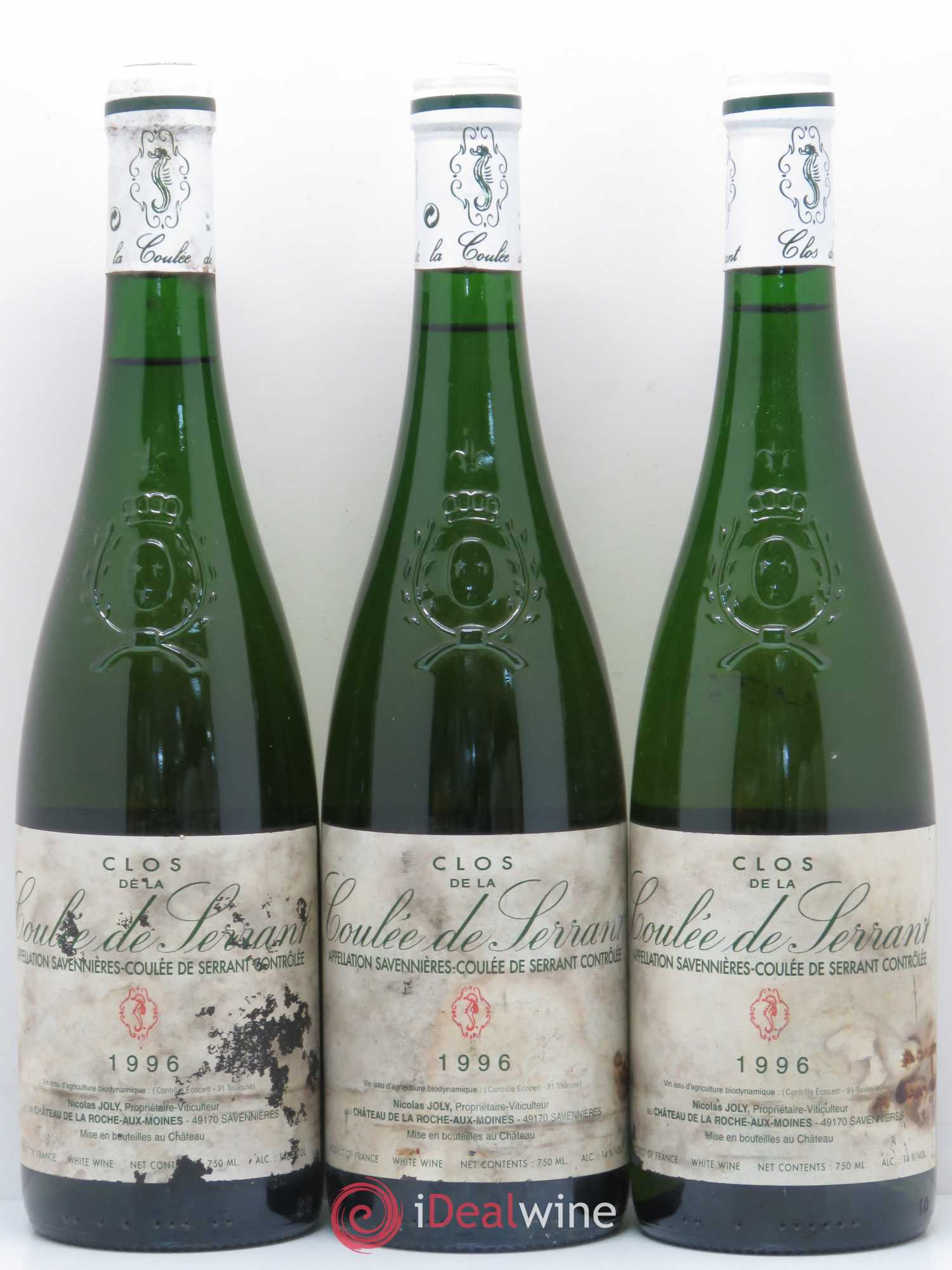 Savennières Clos de la Coulée de Serrant Vignobles de la Coulée de Serrant - Nicolas Joly 1996 - Lot de 3 bouteilles - 0