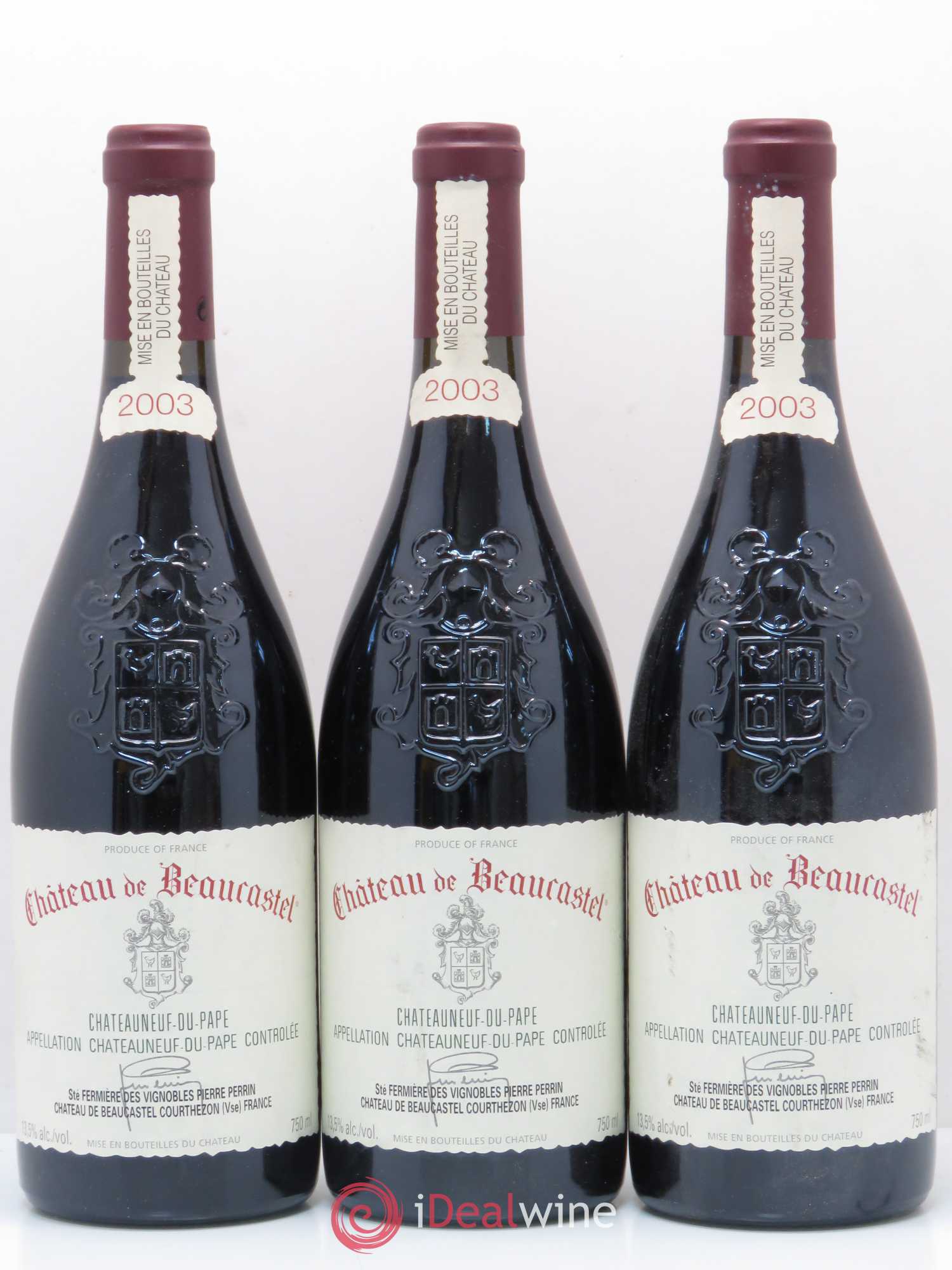 Châteauneuf-du-Pape Château de Beaucastel Pierre Perrin 2003 - Posten von 3 Flaschen - 0