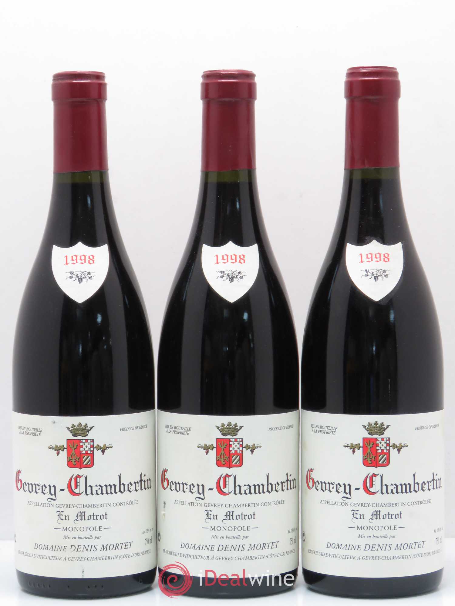 Gevrey-Chambertin En Motrot Denis Mortet (Domaine) 1998 - Lot de 3 bouteilles - 0