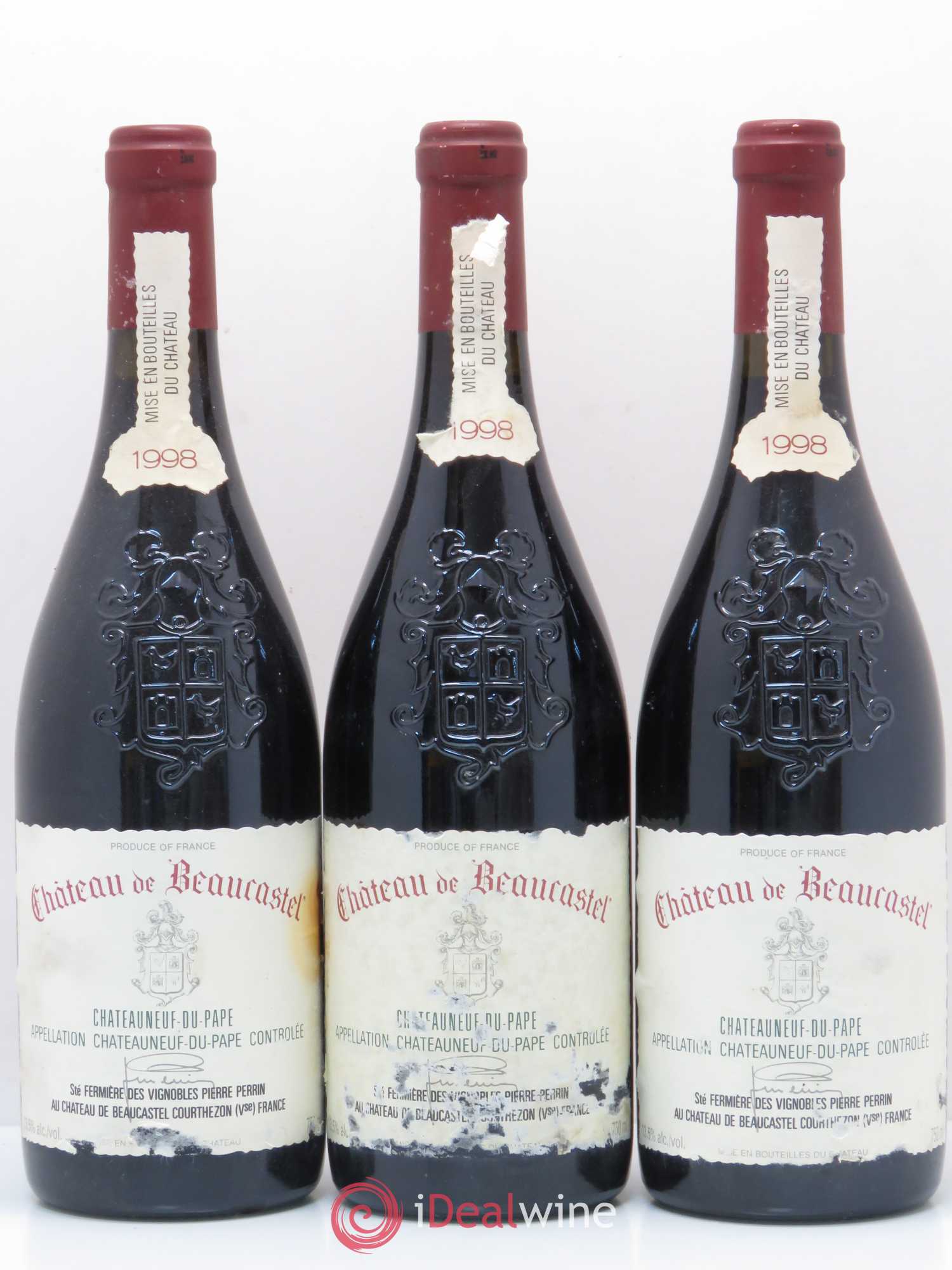 Châteauneuf-du-Pape Château de Beaucastel Pierre Perrin 1998 - Posten von 3 Flaschen - 0