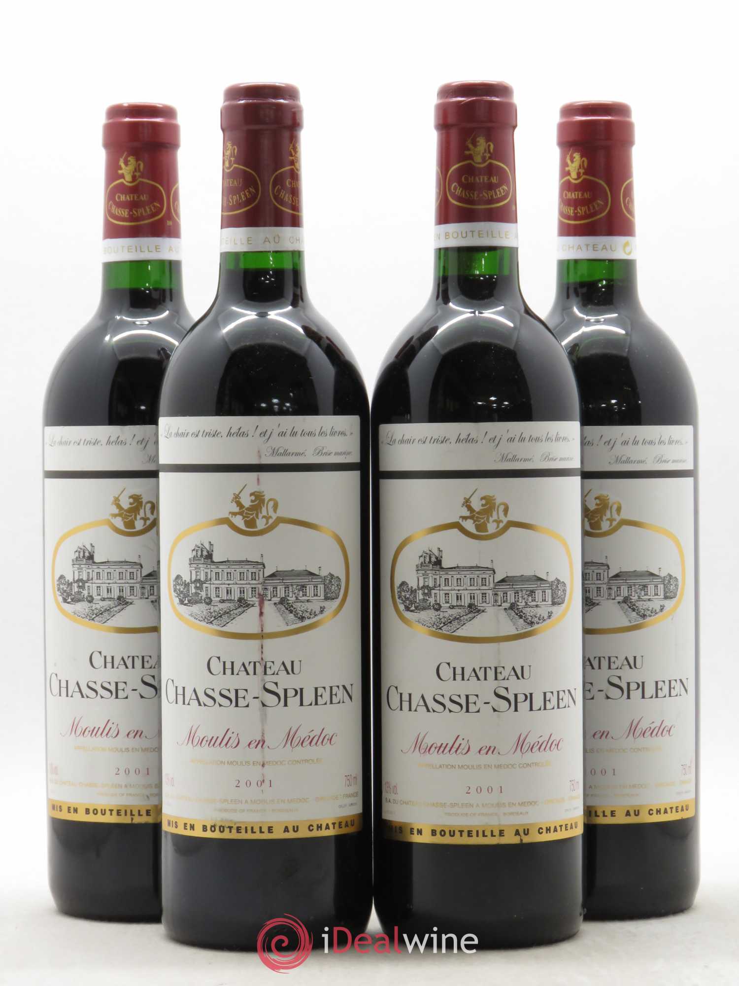 Château Chasse Spleen 2001 - Lot de 4 bouteilles - 0
