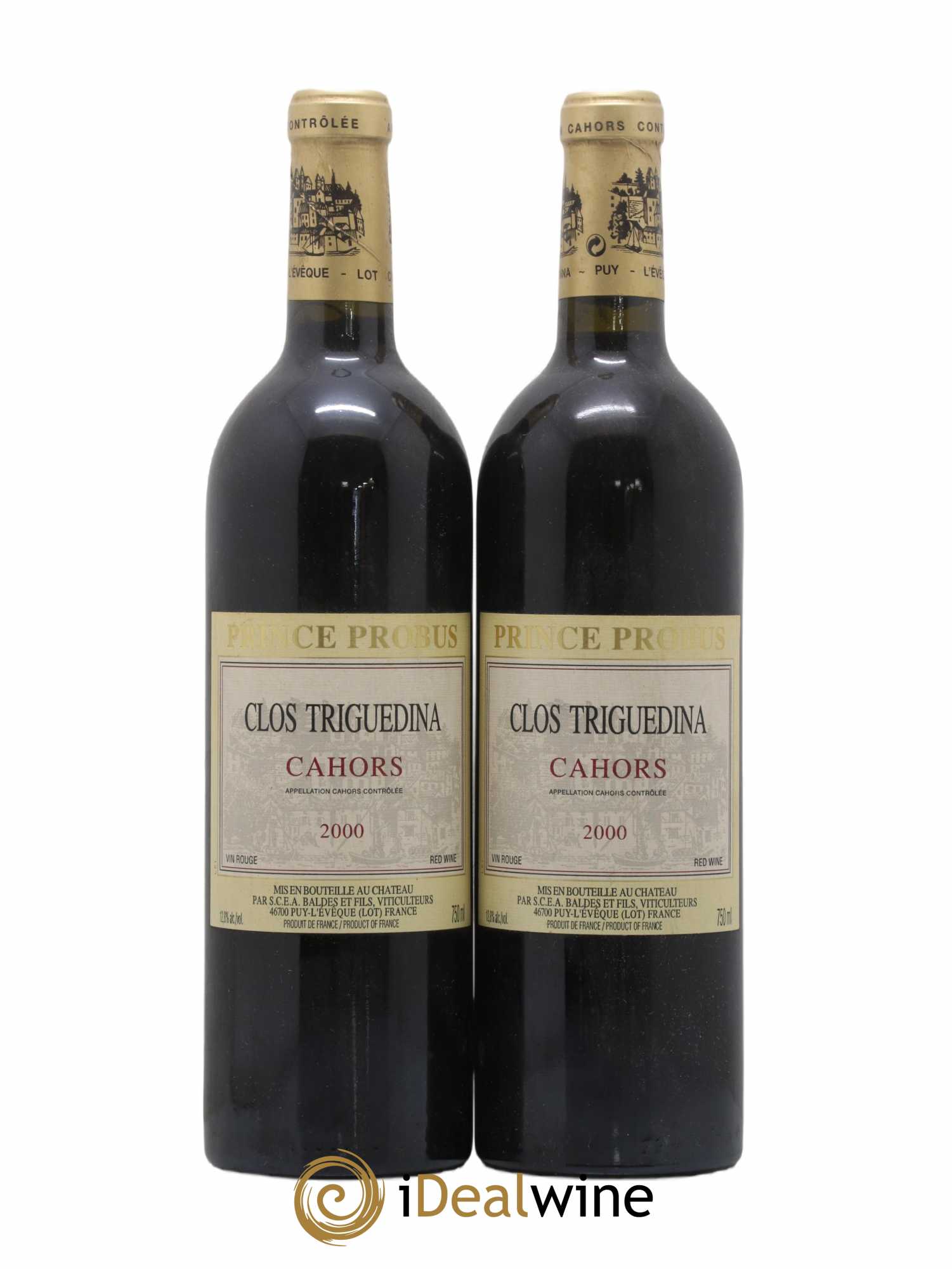 Cahors Clos Triguedina Probus Jean-Luc Baldès 2000 - Lot de 2 bouteilles - 0