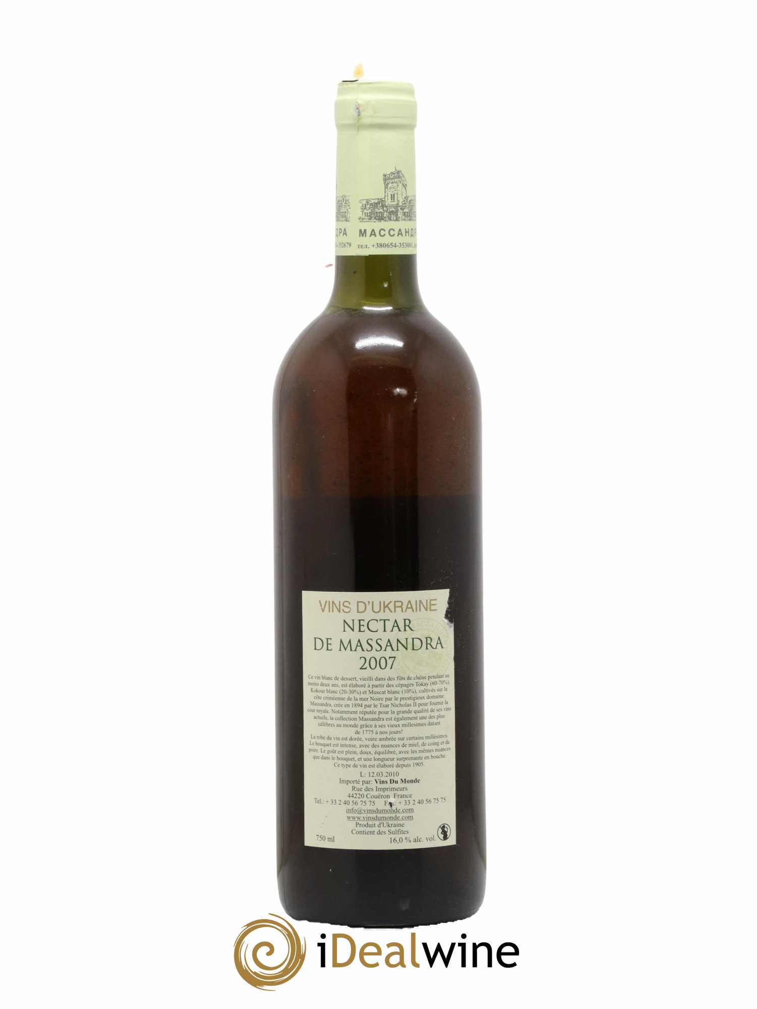 Vins Etrangers Nectar de Massandra Tokay et Muscat Domaine de Massandra 2007 - Lot de 1 bouteille - 1
