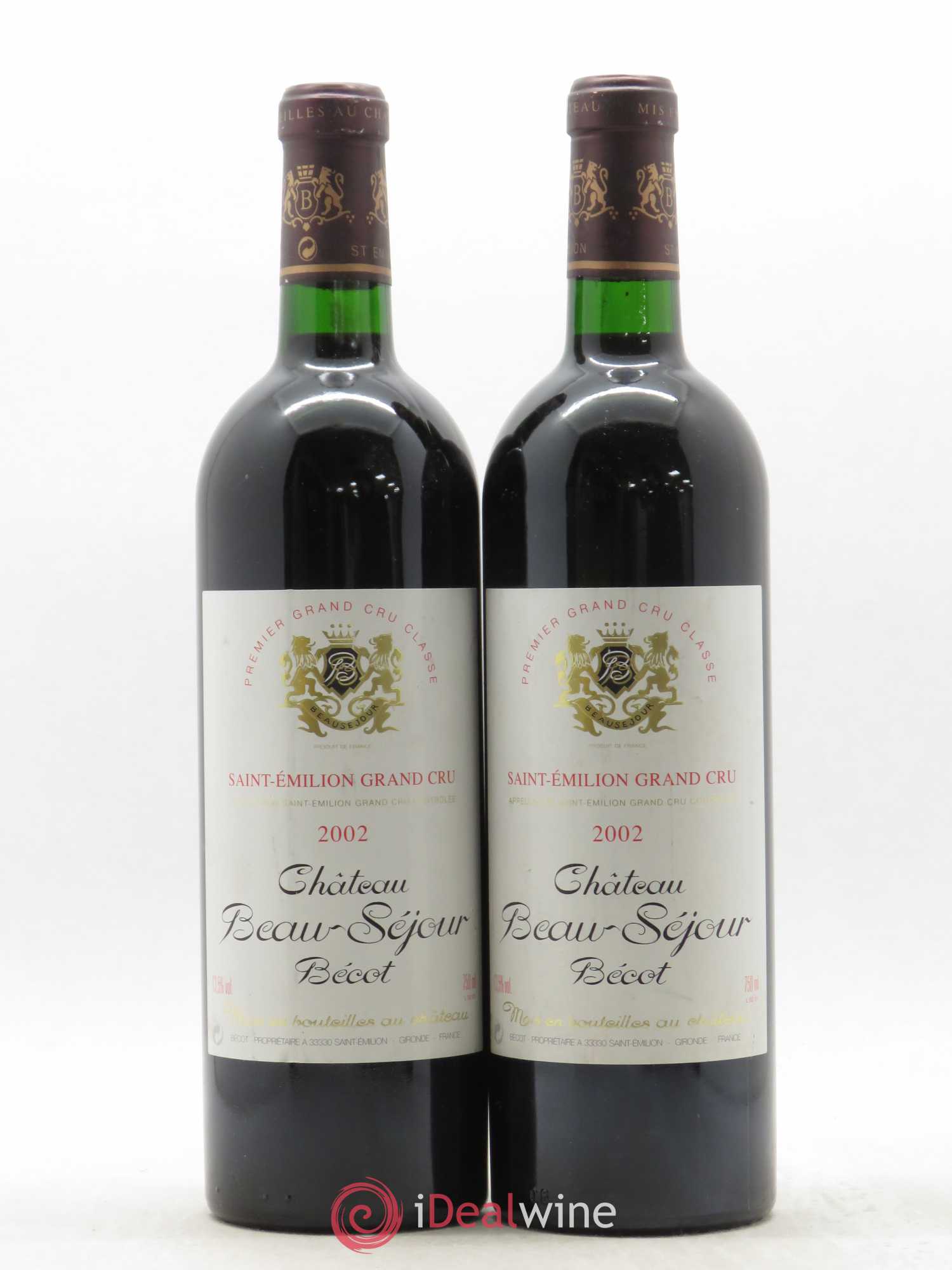 Château Beau-Séjour Bécot 1er Grand Cru Classé B 2002 - Lot de 2 bouteilles - 0