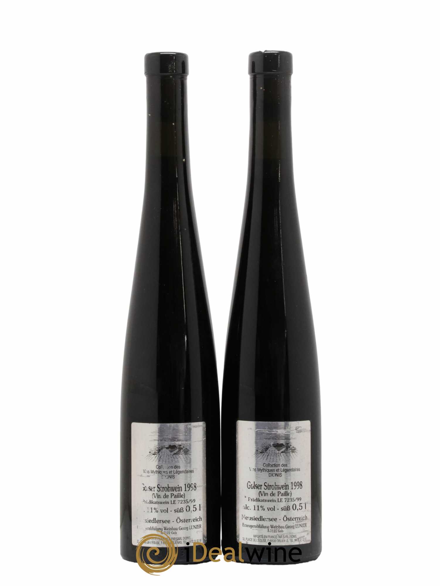 Autriche Golser Strohwein Vin de paille Weibau Georg Lunzer 50CL 1998 - Lot de 2 bouteilles - 0
