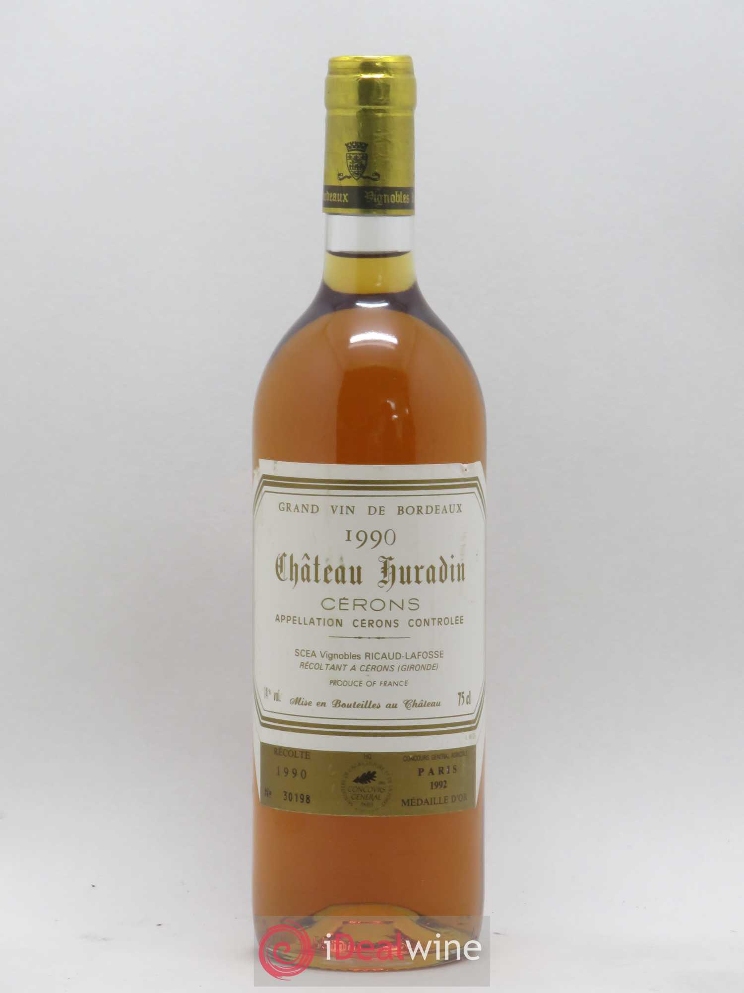 Cérons Château Huradin (sans prix de réserve) 1990 - Posten von 1 Flasche - 0