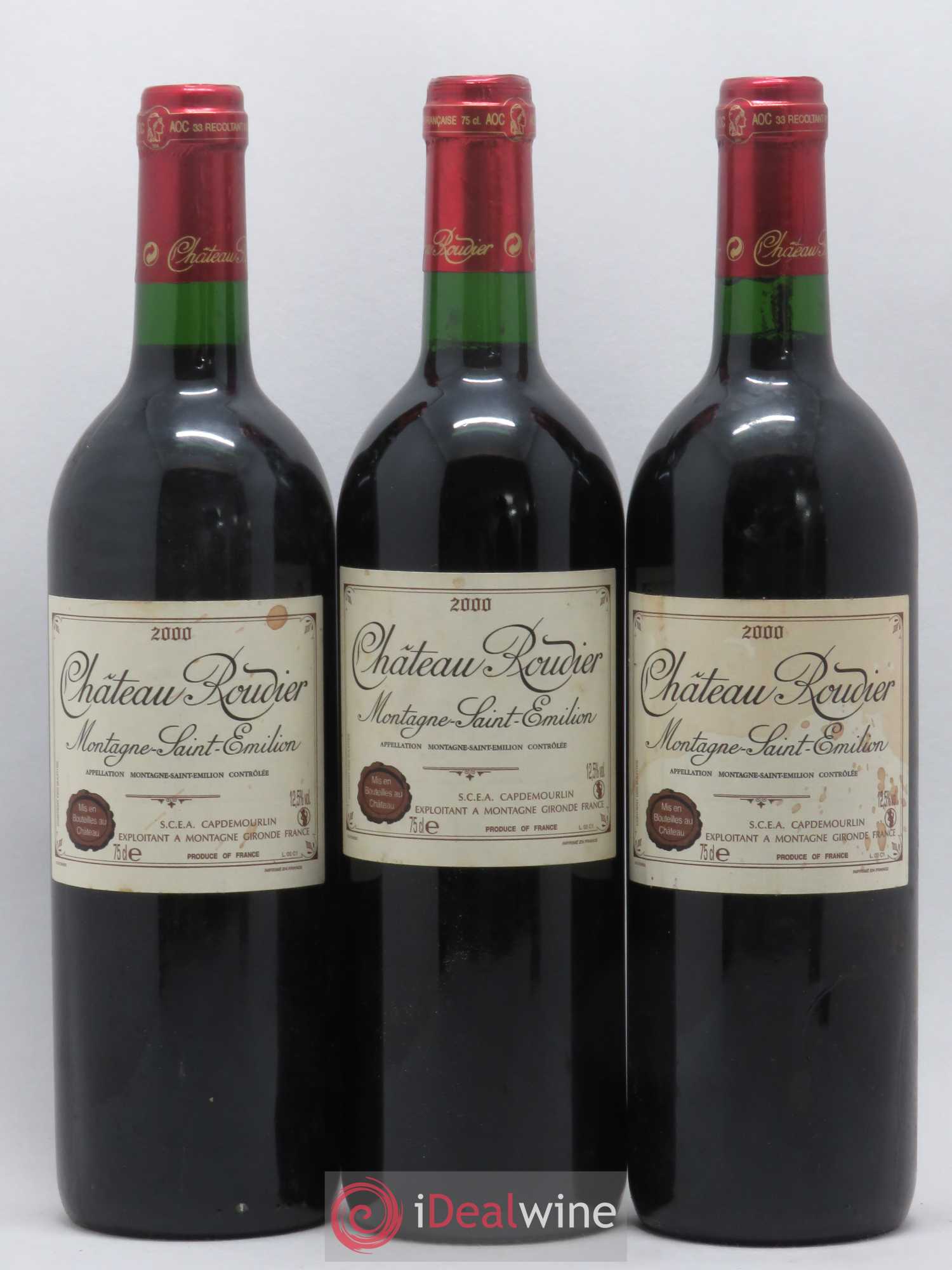 Montagne Saint-Émilion Château Roudier (sans prix de réserve) 2000 - Lot de 3 bouteilles - 0