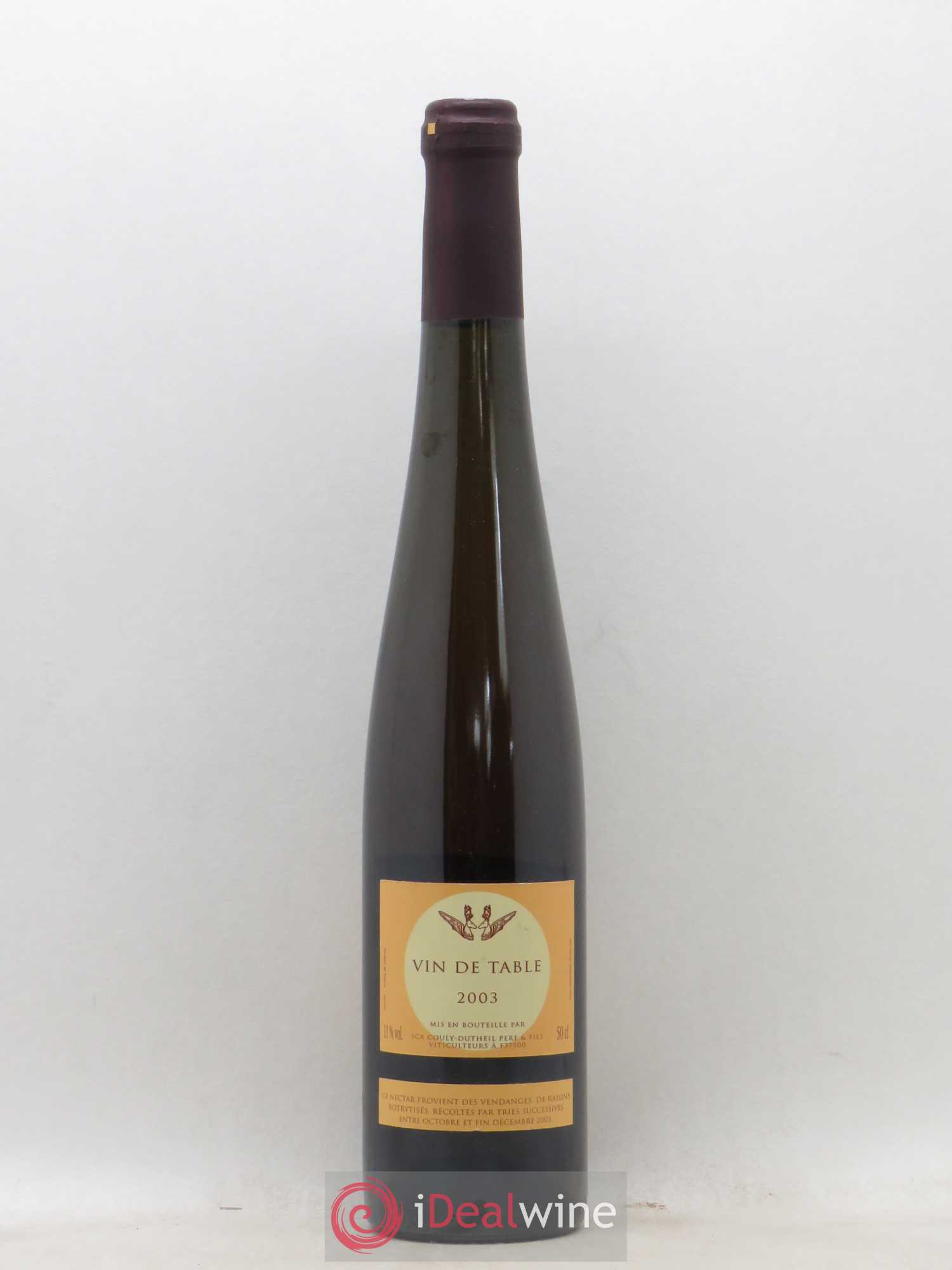 Vin de table L'Interdit Raisins Botrytisés Domaine Couly Dutheil 50Cl 2003 - Lot de 1 bouteille - 1