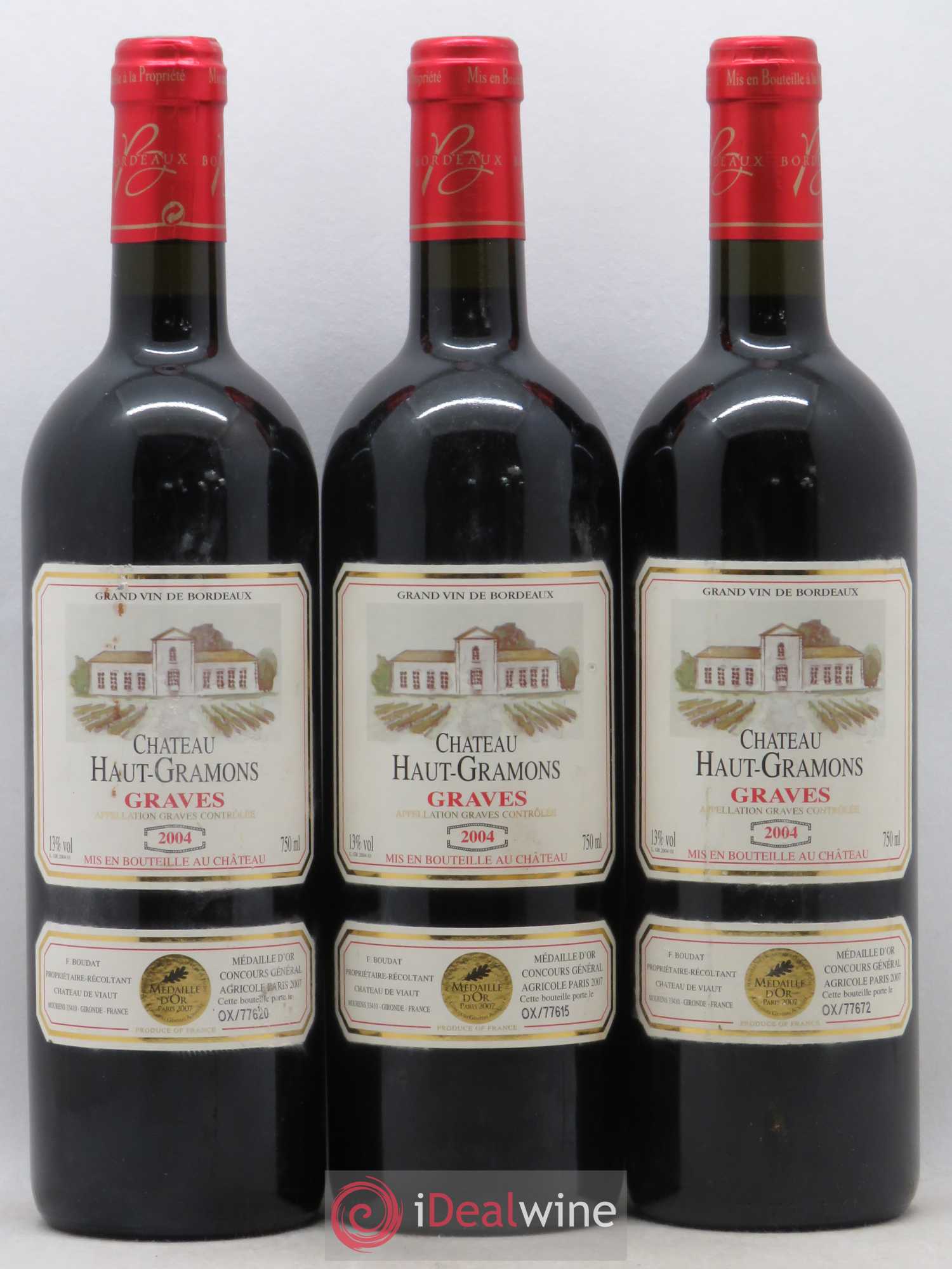 Graves Château Haut Gramons (sans prix de réserve) 2004 - Posten von 3 Flaschen - 0