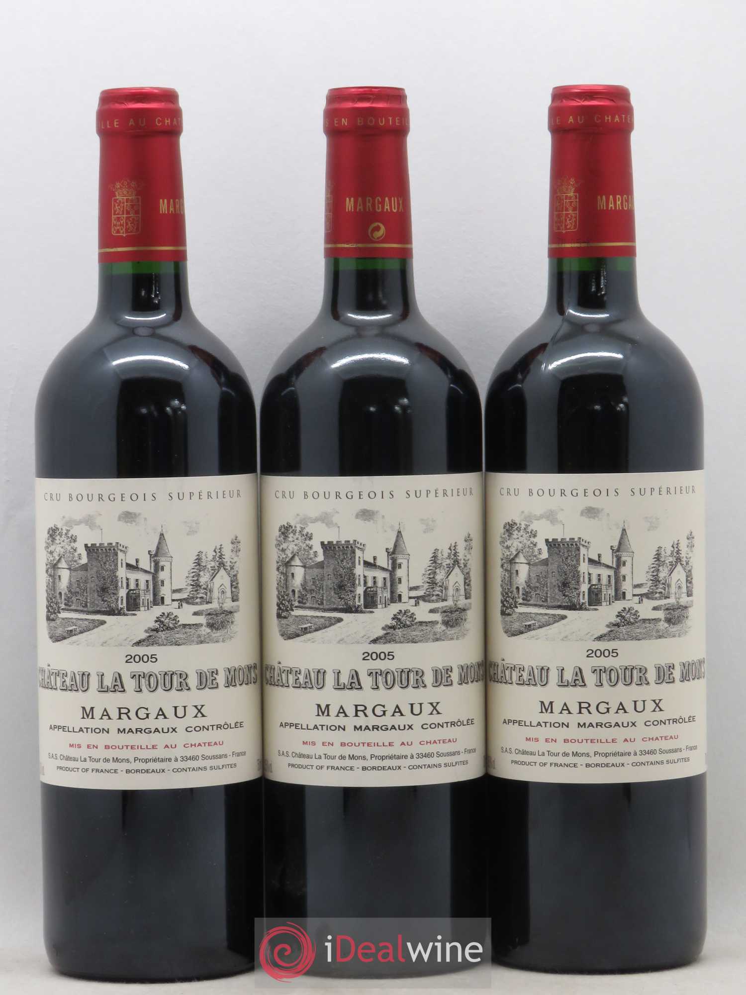 Château la Tour de Mons Cru Bourgeois 2005 - Lot de 3 bouteilles - 0