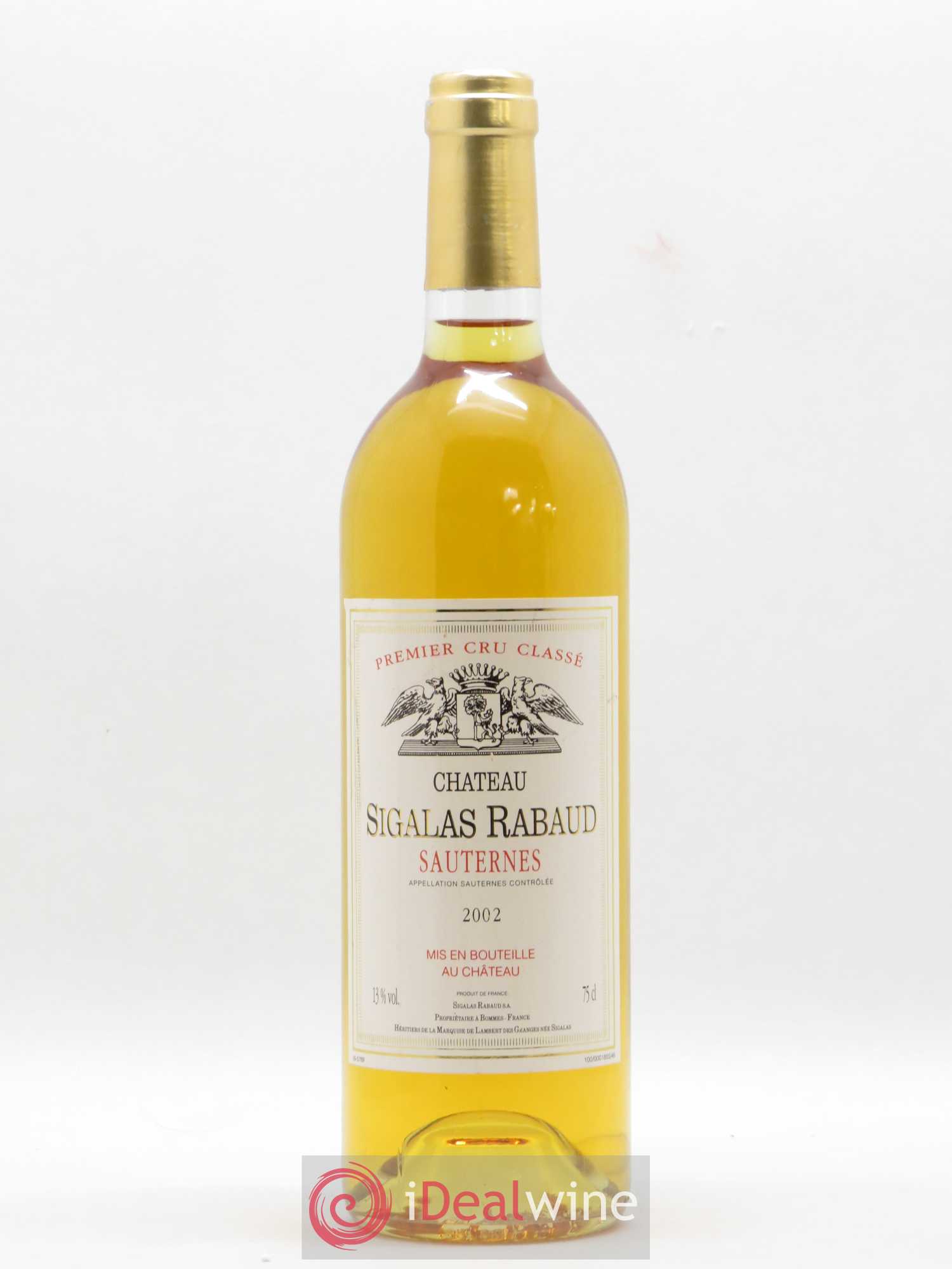 Château Sigalas Rabaud 1er Grand Cru Classé 2002 - Posten von 1 Flasche - 0