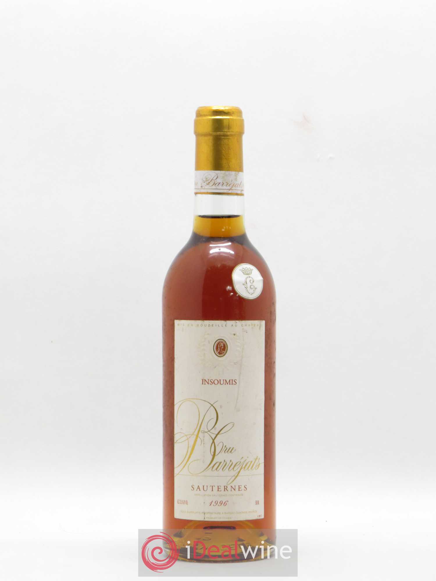Sauternes Cru Barrejats Insoumis Cave du Crillon 50cl 1996 - Posten von 1 Flasche - 0