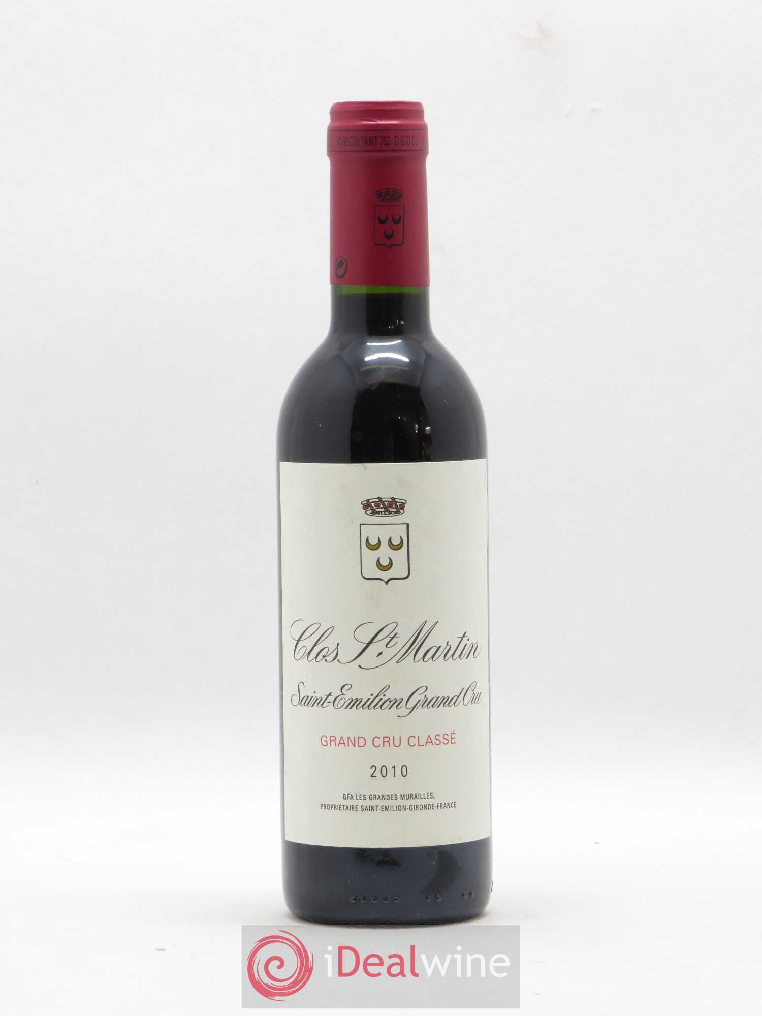 Clos Saint Martin Grand Cru Classé 2010 - Lot de 1 demi bouteille - 0