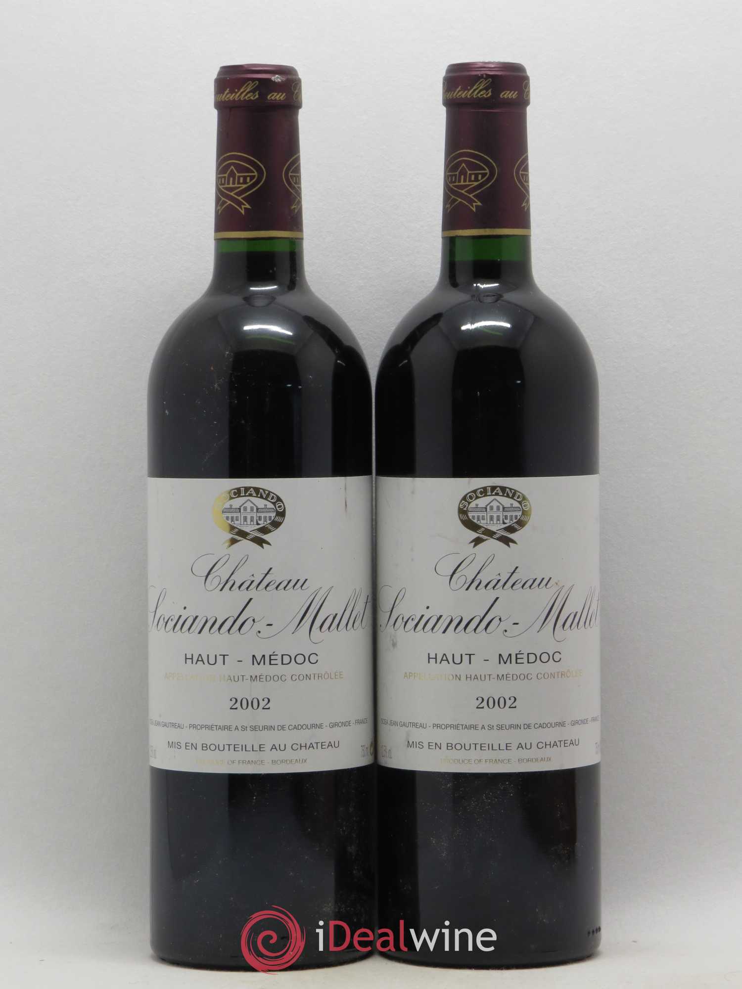 Château Sociando Mallet 2002 - Lot de 2 bouteilles - 0