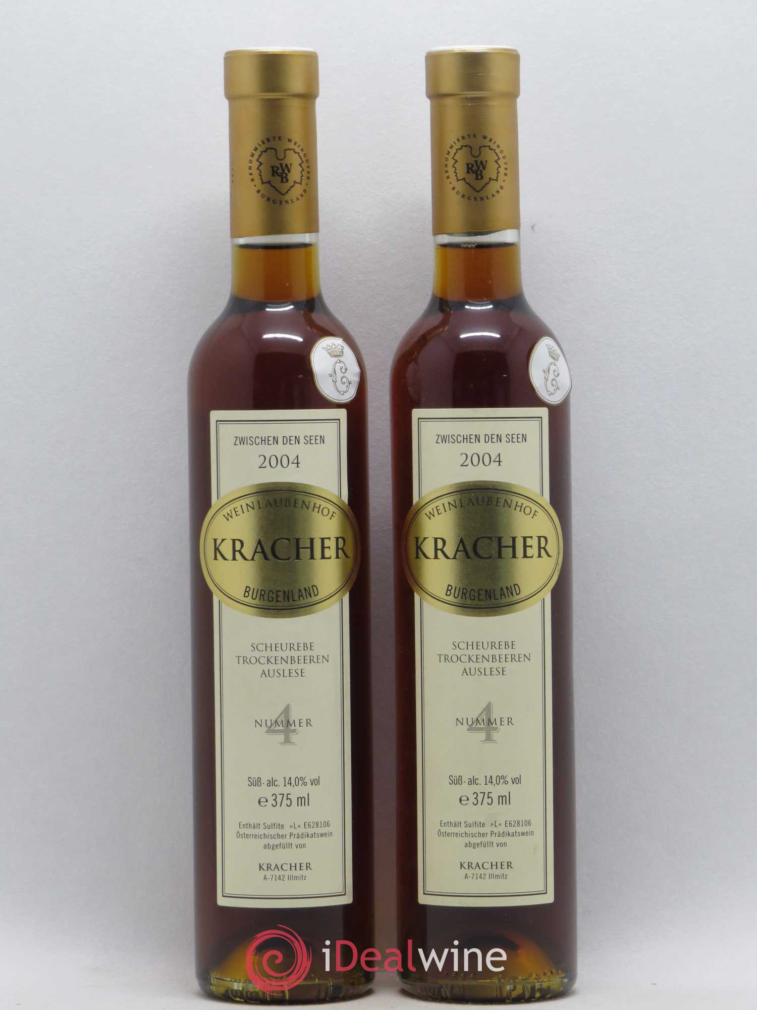 Autriche Kracher Numéro 4 Scheurebe Trockenbeerenauslese Burgenland 2004 - Posten von 2 Demi-Flaschen - 0