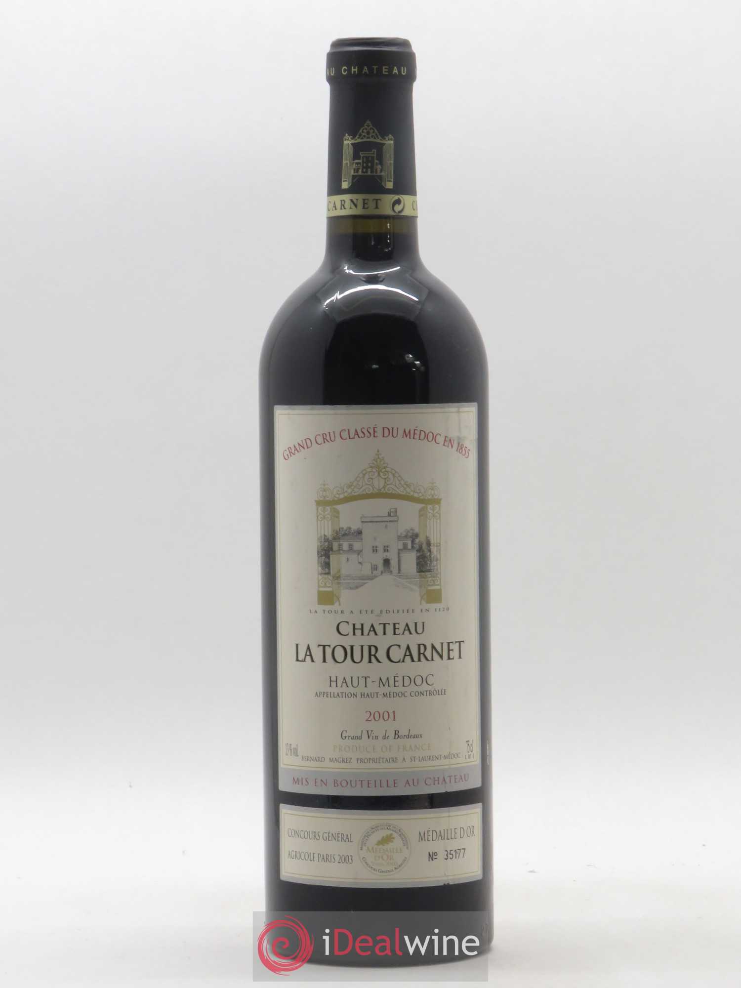 Château la Tour Carnet 4ème Grand Cru Classé 2001 - Lot de 1 bouteille - 0