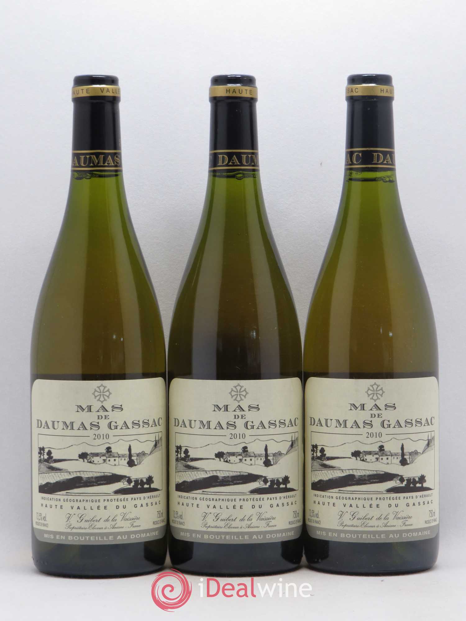 Saint-Guilhem-le-Désert - Cité d'Aniane Mas Daumas Gassac Famille Guibert de La Vaissière 2010 - Lot de 3 bouteilles - 0