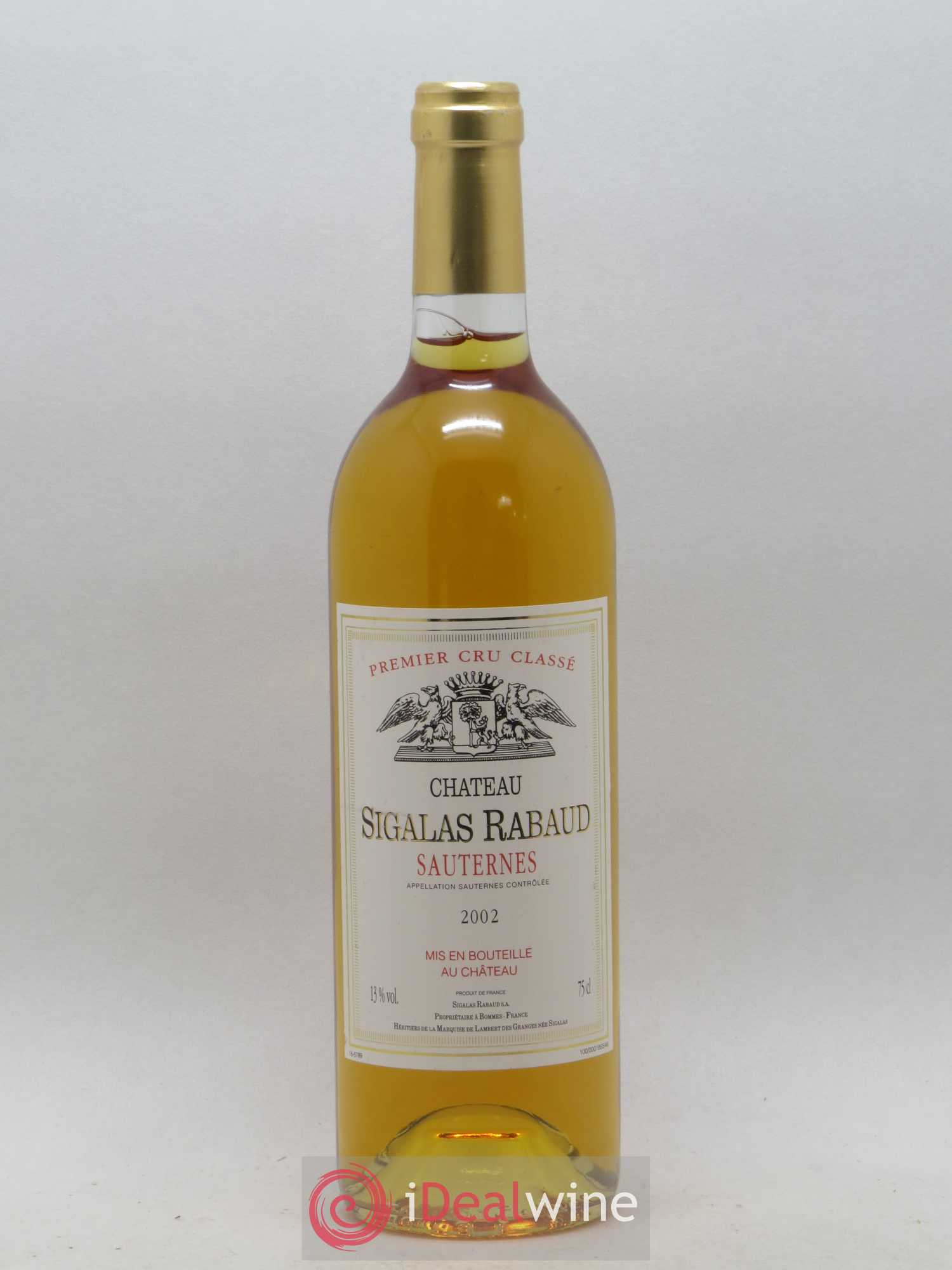Château Sigalas Rabaud 1er Grand Cru Classé 2002 - Posten von 1 Flasche - 0