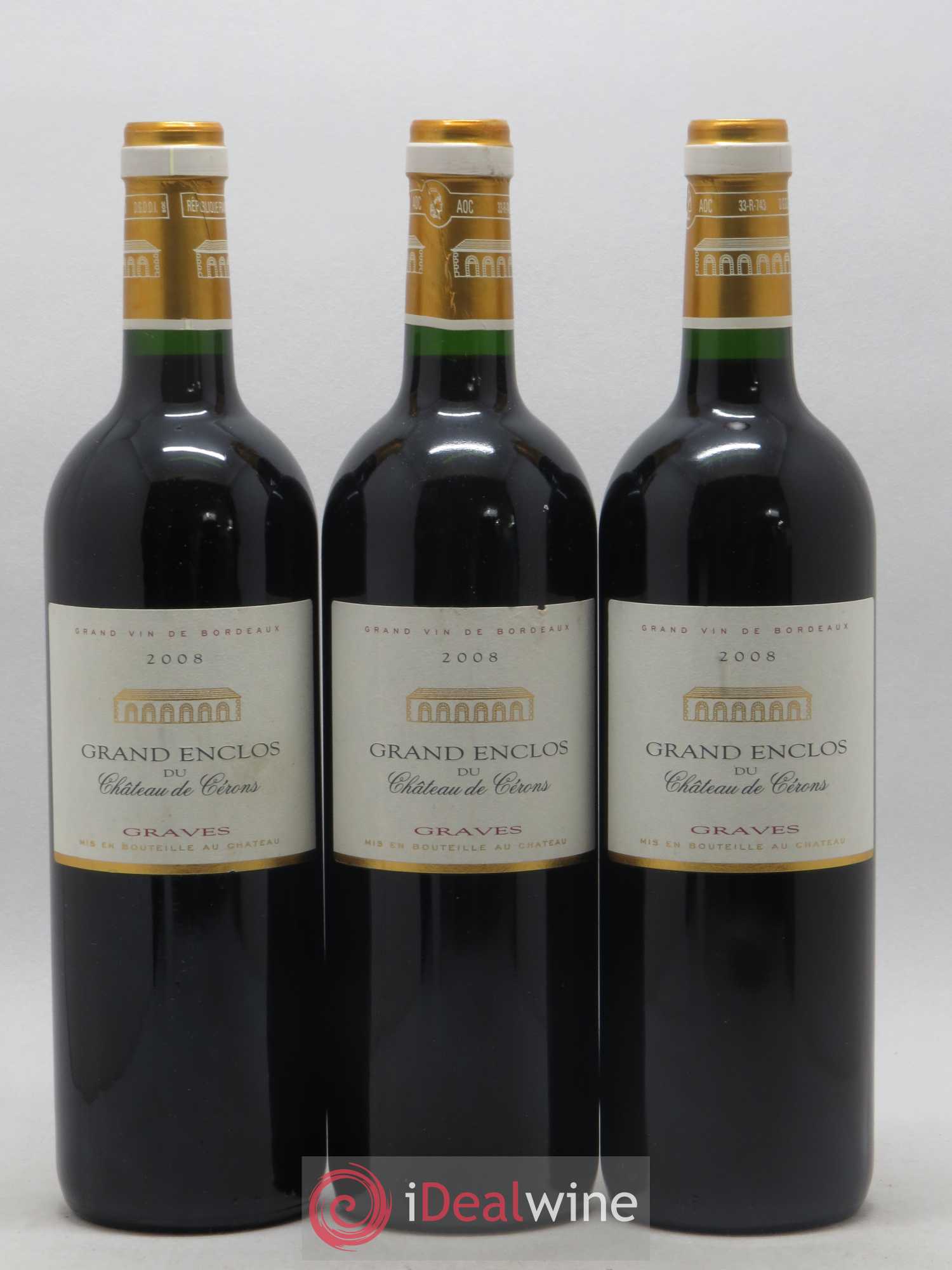 Graves Grand Enclos du Château de Cérons 2008 - Lot de 3 bouteilles - 0