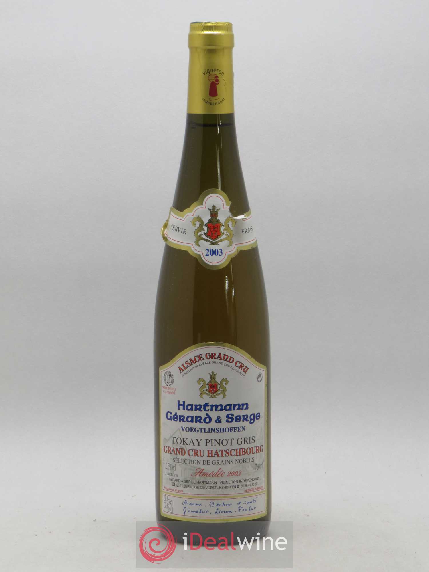 Pinot Gris Hatschbourg Sélection de Grains Nobles Amédée Gerard et Serge Hartmann 2003 - Posten von 1 Flasche - 0