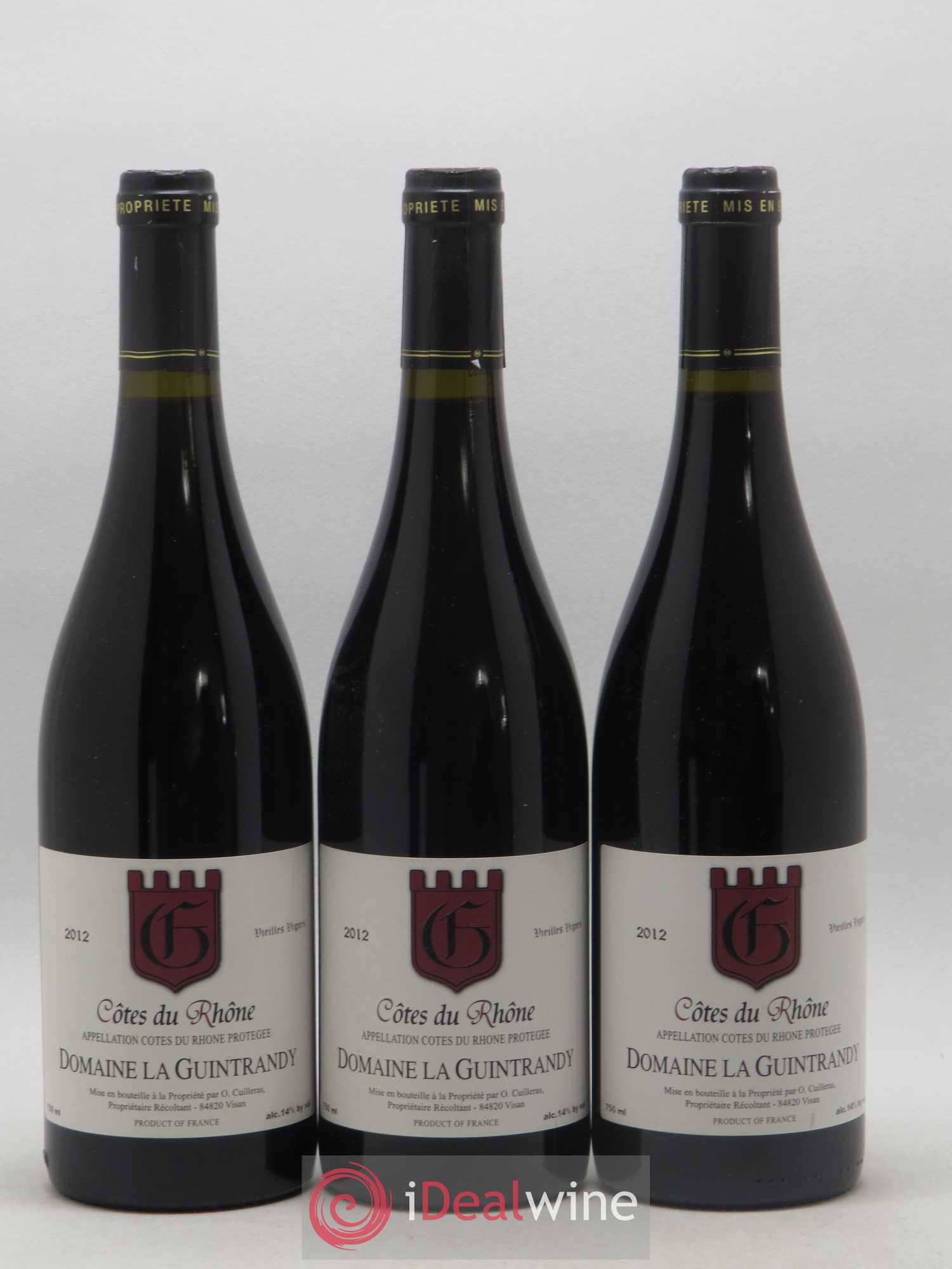 Côtes-du-Rhône vieilles vignes Domaine de la Guintrandy (sans prix de réserve) 2012 - Posten von 3 Flaschen - 0