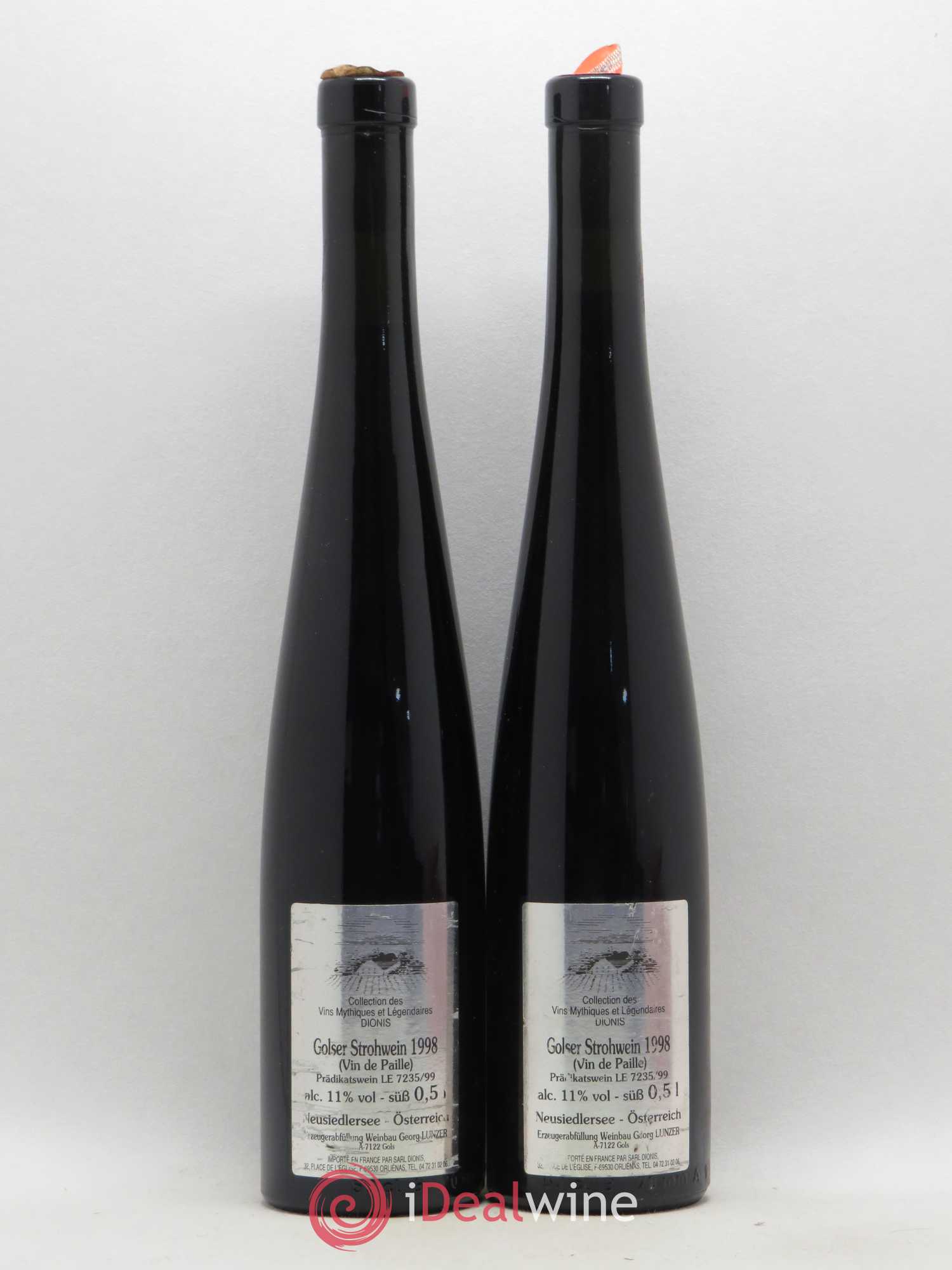 Autriche Golser Strohwein (Vin de Paille) Neusiedlersee Österreich Georg Lunzer 1998 - Lot de 2 bouteilles - 0