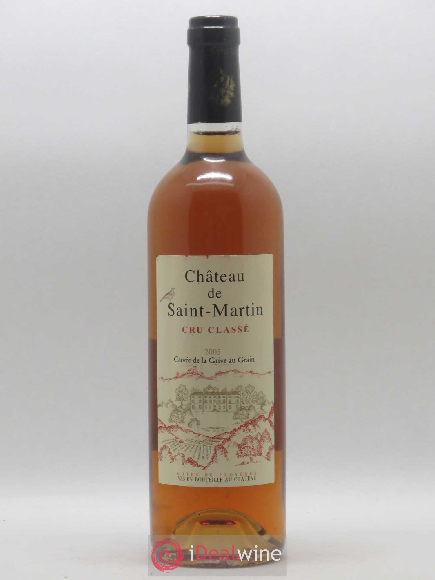 Côtes de Provence Cuvée de la Grive au Grain Les Hoirs du Comte de Rohan Chabot Château De Saint Martin 2005 - Posten von 1 Flasche - 0