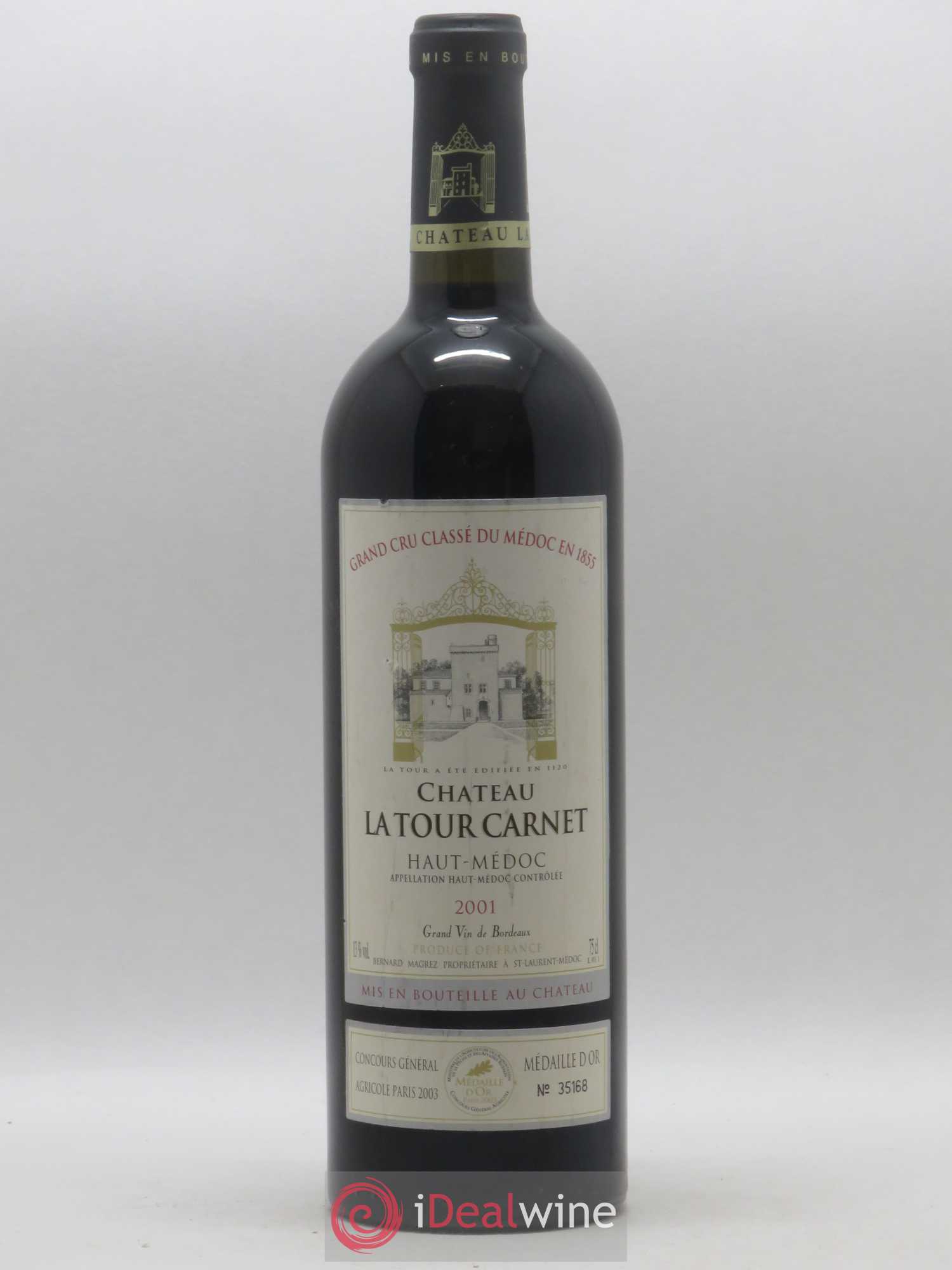 Château la Tour Carnet 4ème Grand Cru Classé 2001 - Lot de 1 bouteille - 0