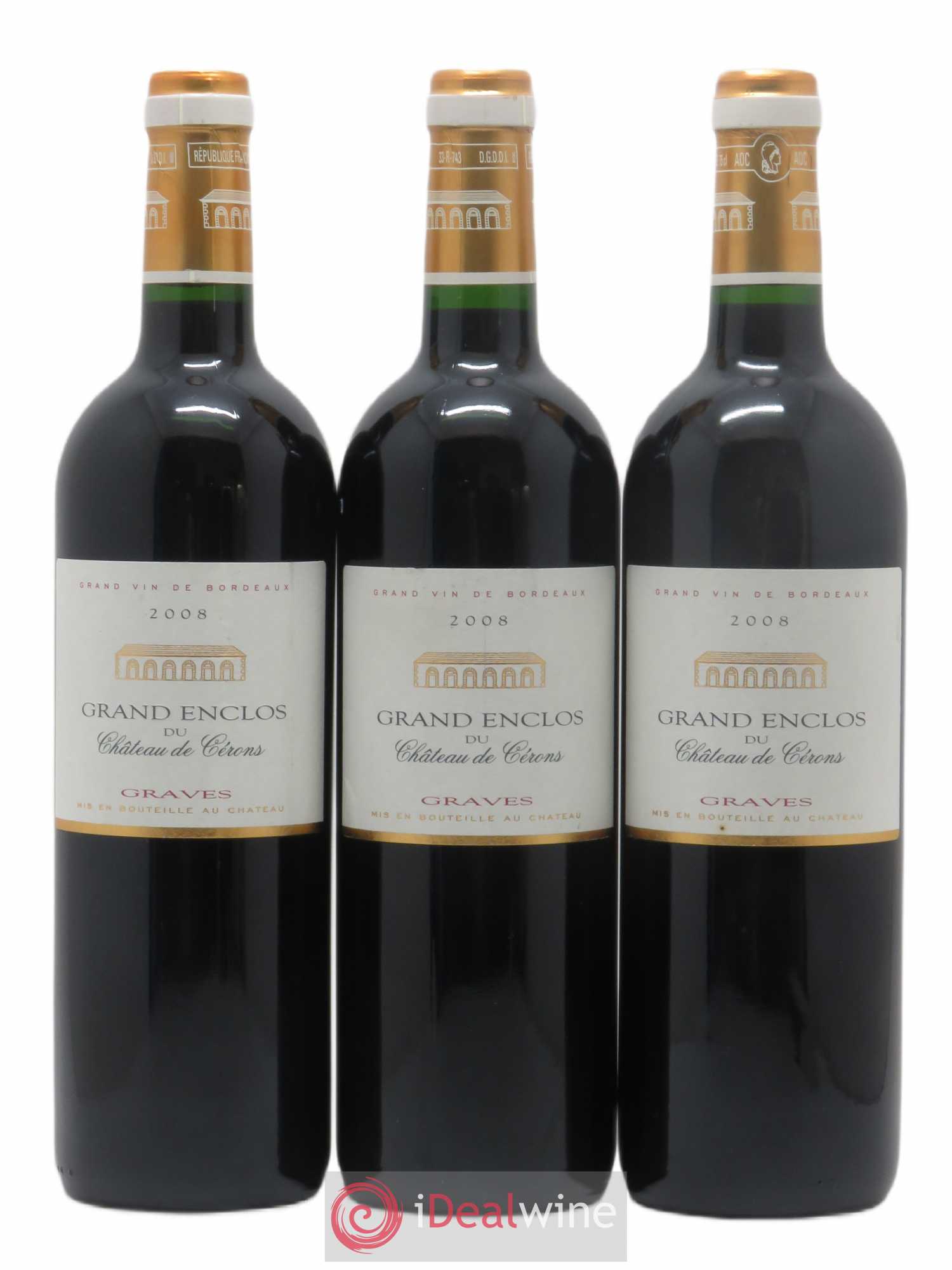 Graves Grand Enclos du Château de Cérons 2008 - Lot de 3 bouteilles - 0