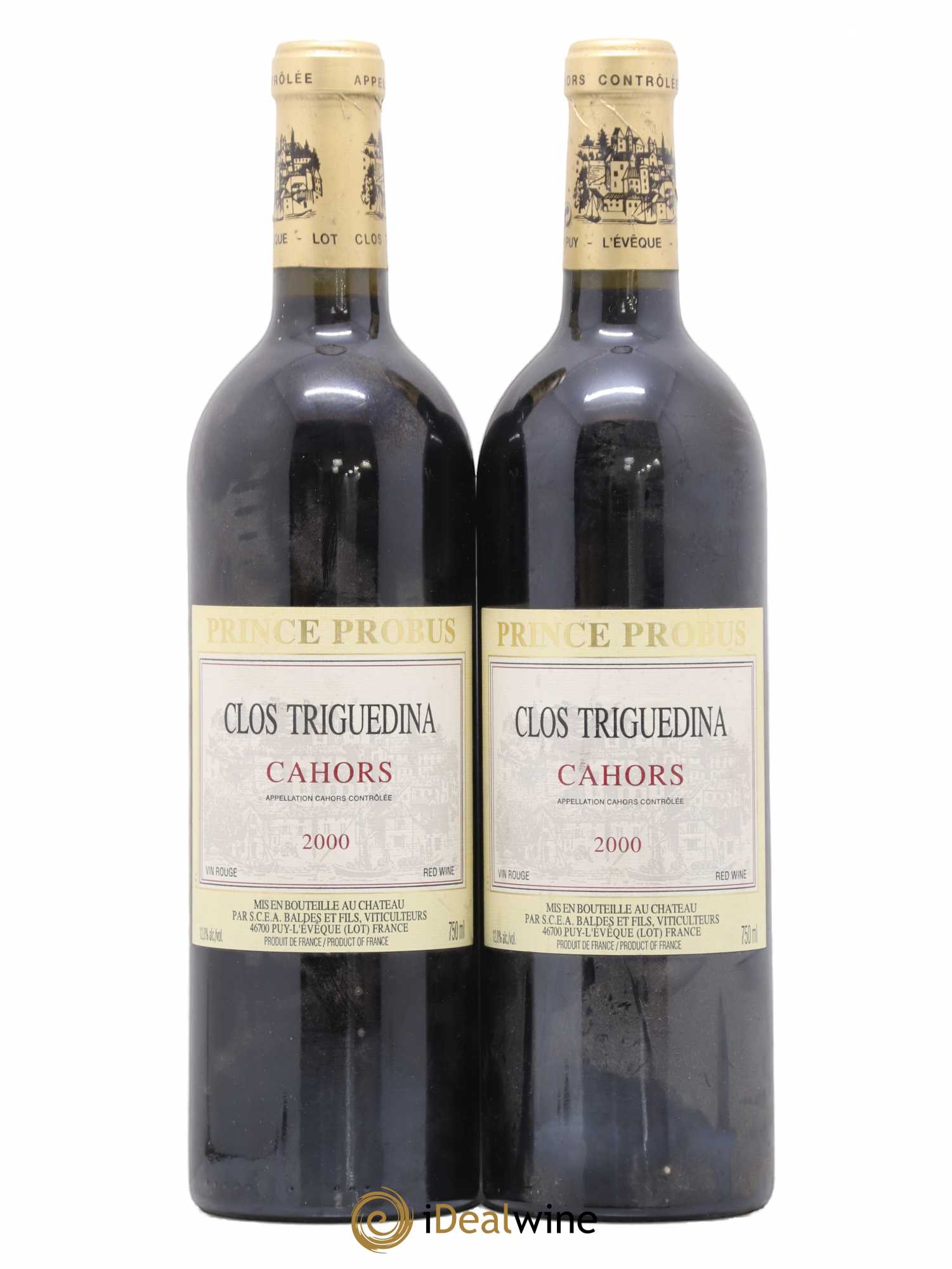 Cahors Clos Triguedina Probus Jean-Luc Baldès 2000 - Lot de 2 bouteilles - 0