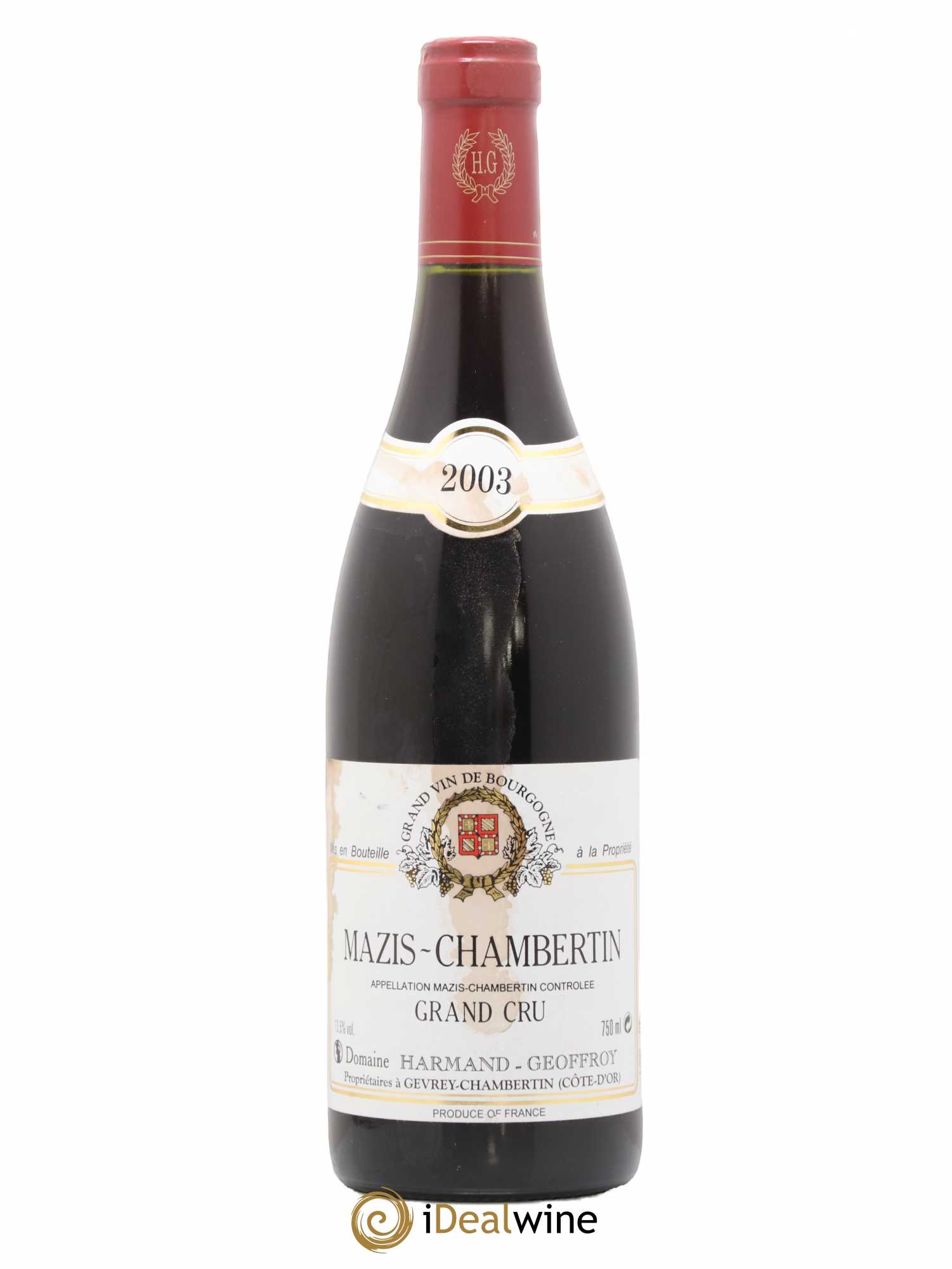 Mazis-Chambertin Grand Cru Harmand-Geoffroy (Domaine) 2003 - Lot de 1 bouteille - 0