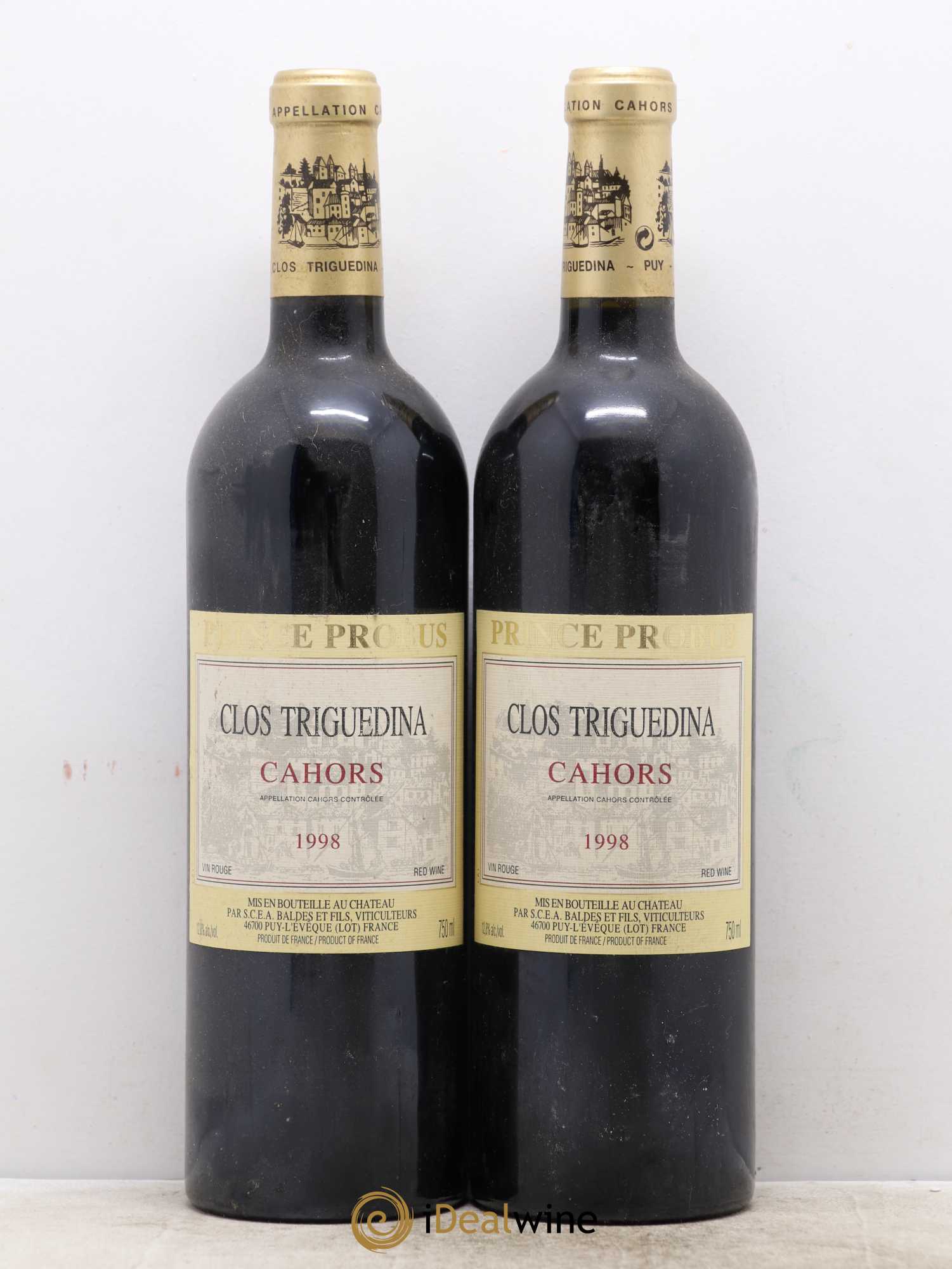 Cahors Clos Triguedina Probus Jean-Luc Baldès 1998 - Lot de 2 bouteilles - 0