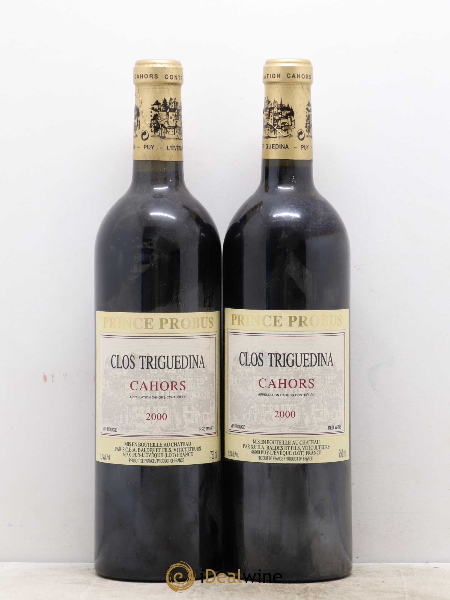 Cahors Clos Triguedina Probus Jean-Luc Baldès 2000 - Lot de 2 bouteilles - 0